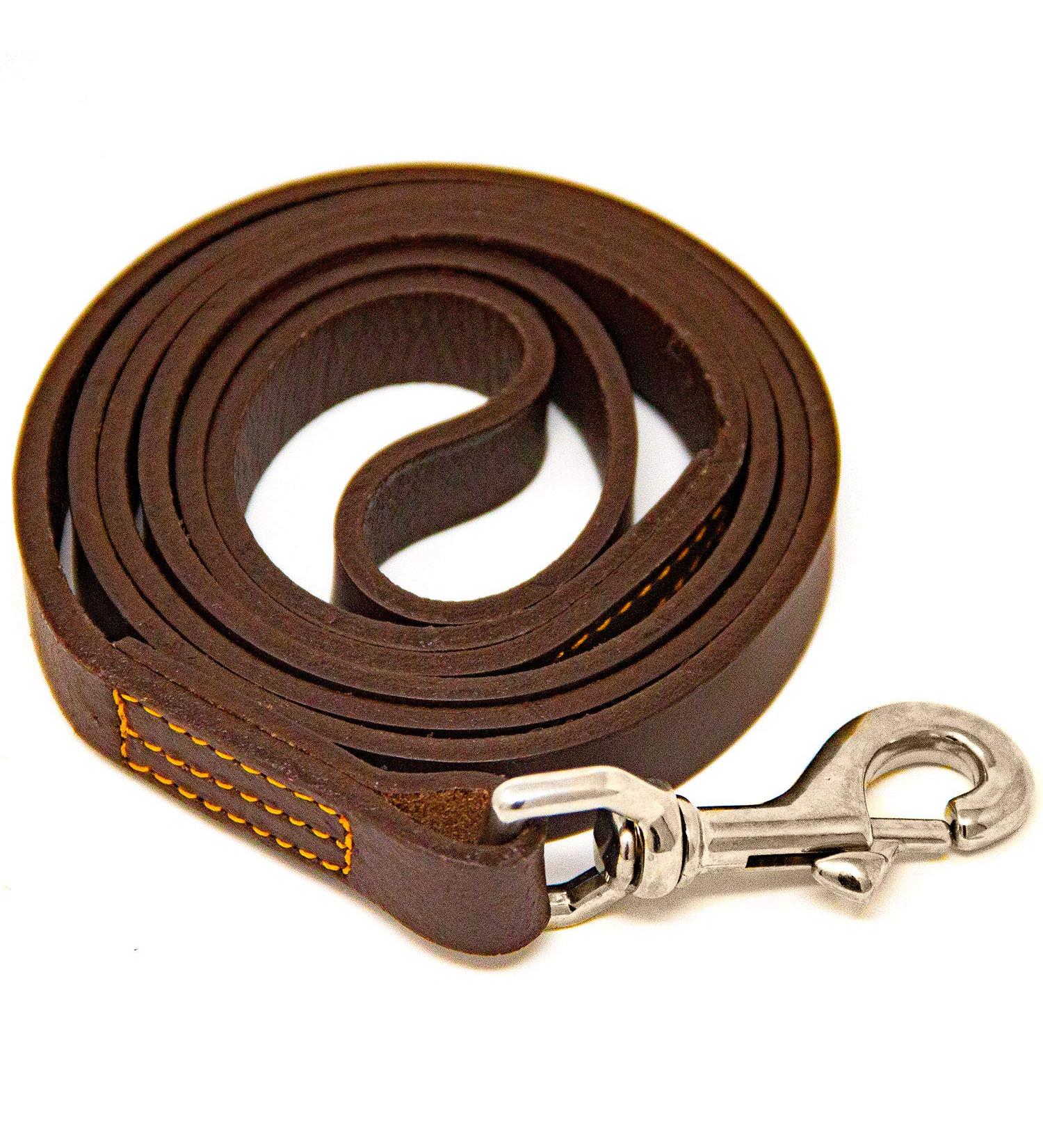Logical Leather 4 Ft Dog Training Leash - Heavy Full Grain Brown Leather Lead - Buy Online on SooperMarket.com