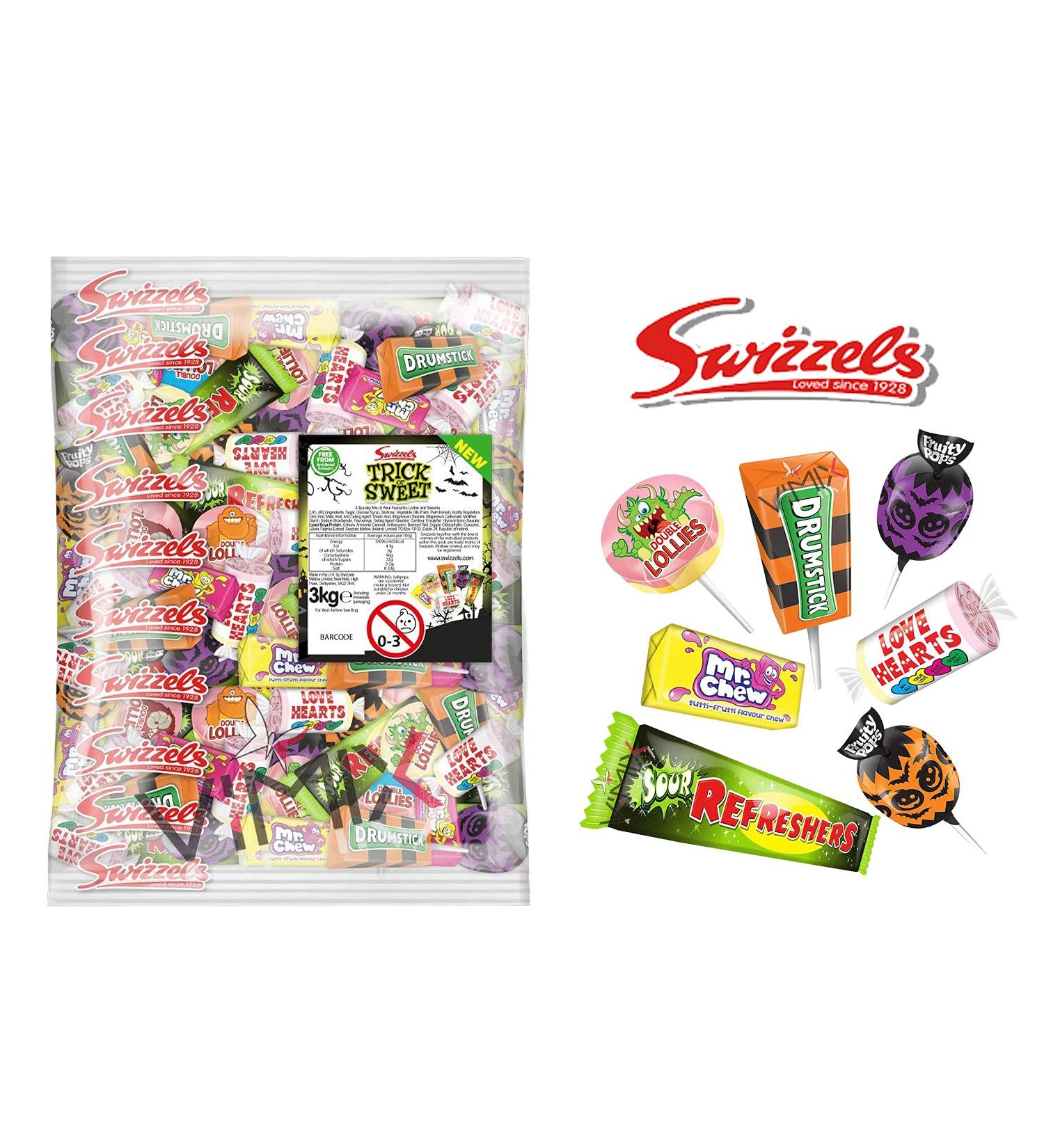 Swizzels Trick or Sweet Mixed Bulk Bag Assortment of Halloween Sweets Perfect for Trick or Treaters - 3kg Bulk Bag of Sweets
