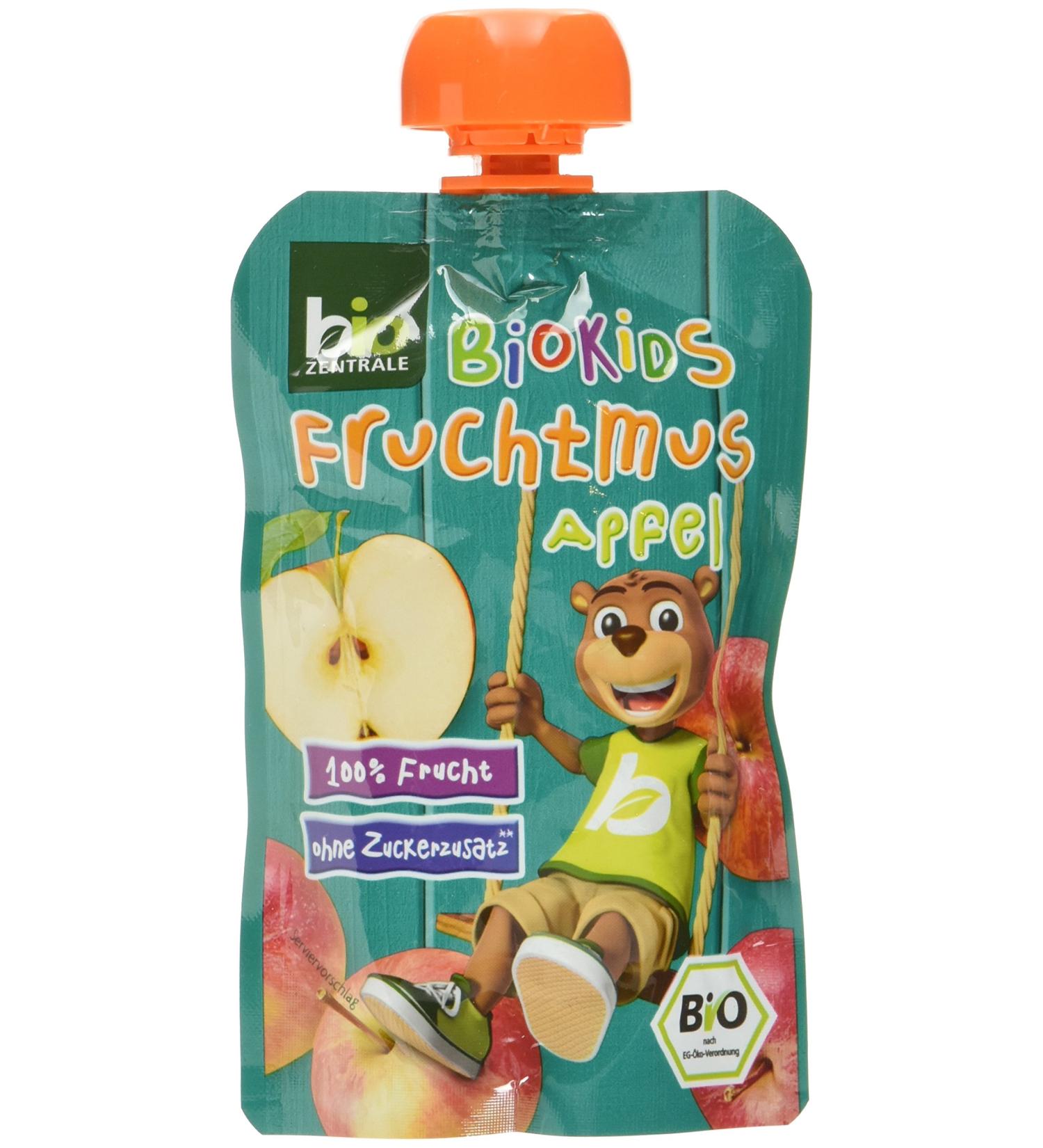 Biocentral Biokids Fruit Muse Bag - 100% Fruit Apple Puree | 12x90g | No Added Sugar | Perfect for Porridge & Kids Snacks - Buy Online on SooperMarket.com