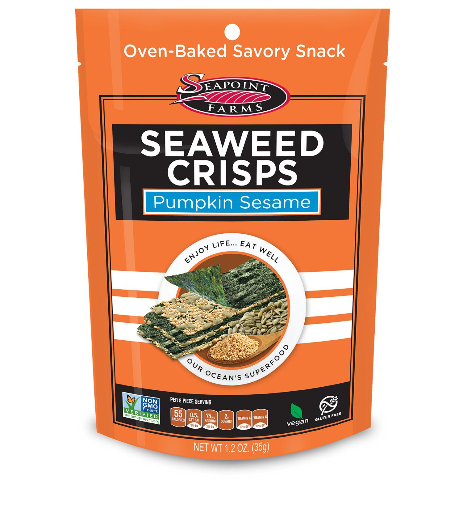 Seapoint Farms Seaweed Crisps - Pumpkin Sesame Flavor | 1.2 oz (35 g) - Healthy Snack - Buy Online on SooperMarket.com