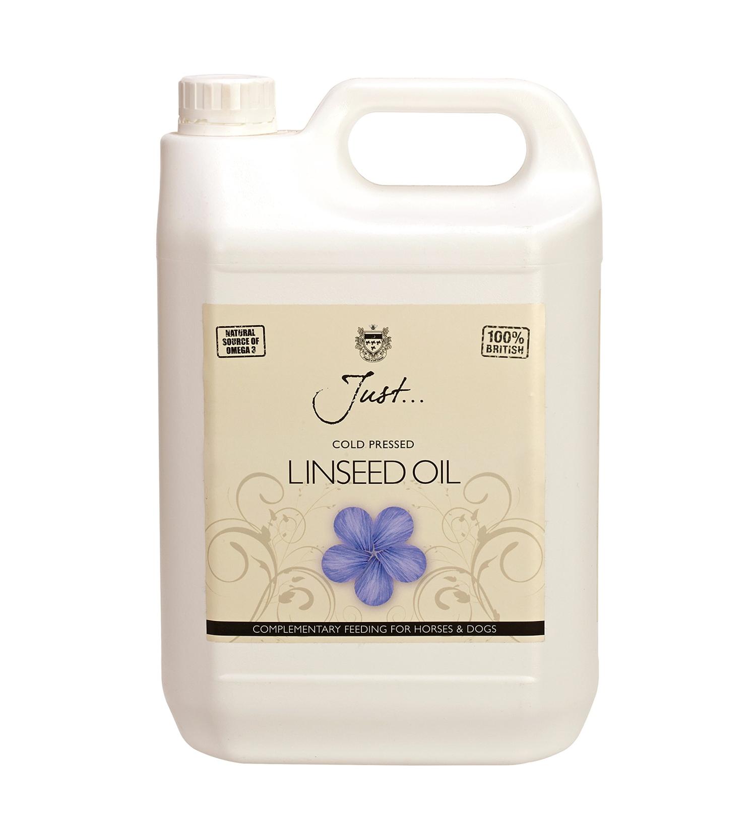 Just Oil Cold Pressed Linseed (Flax) Oil - Supplement for Horses Dogs and Cats 5 Litre