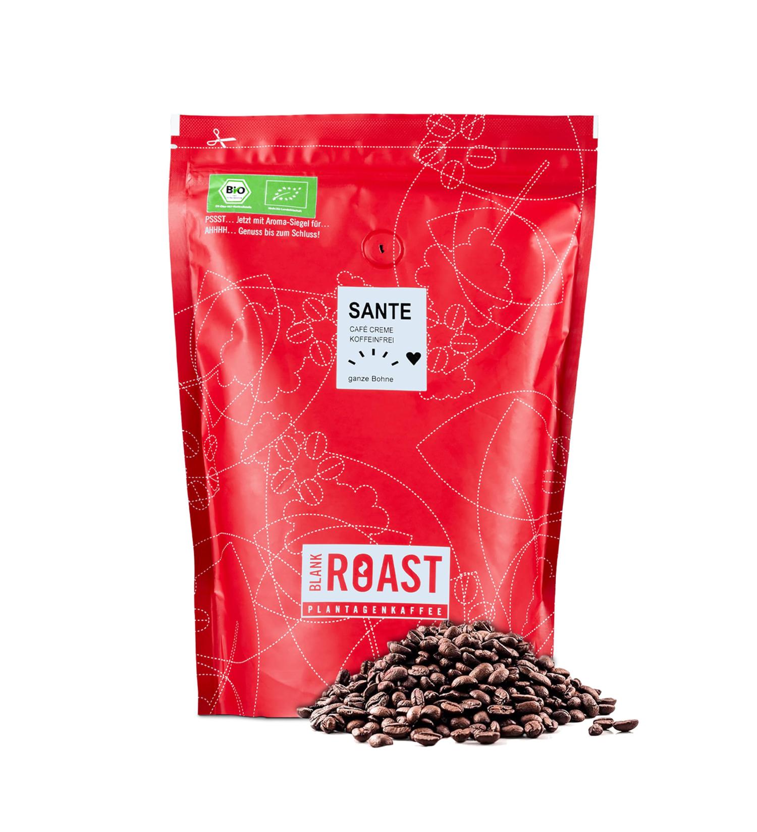 Blank Roast Sante 500g - Organic Caffeine-Free 100% Arabica Coffee Beans from Peru - Low Acid Eco-Friendly Full Crema - Perfect for All Brewing Methods - Buy Online on SooperMarket.com