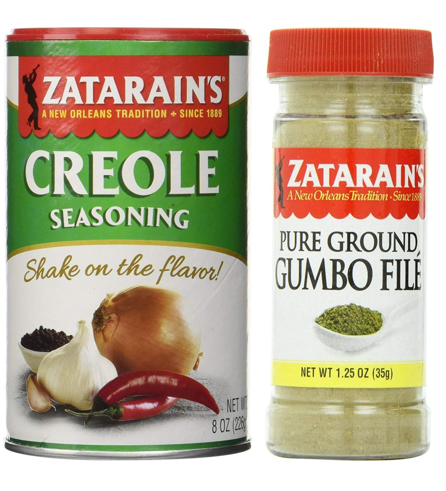 Zatarain's Cajun Seasoning Bundle - 1 each of Zatarain's Creole Seasoning 8 Ounces and Zatarain's Gumbo File' 1.25 Ounces 2 Count (Pack of 1)