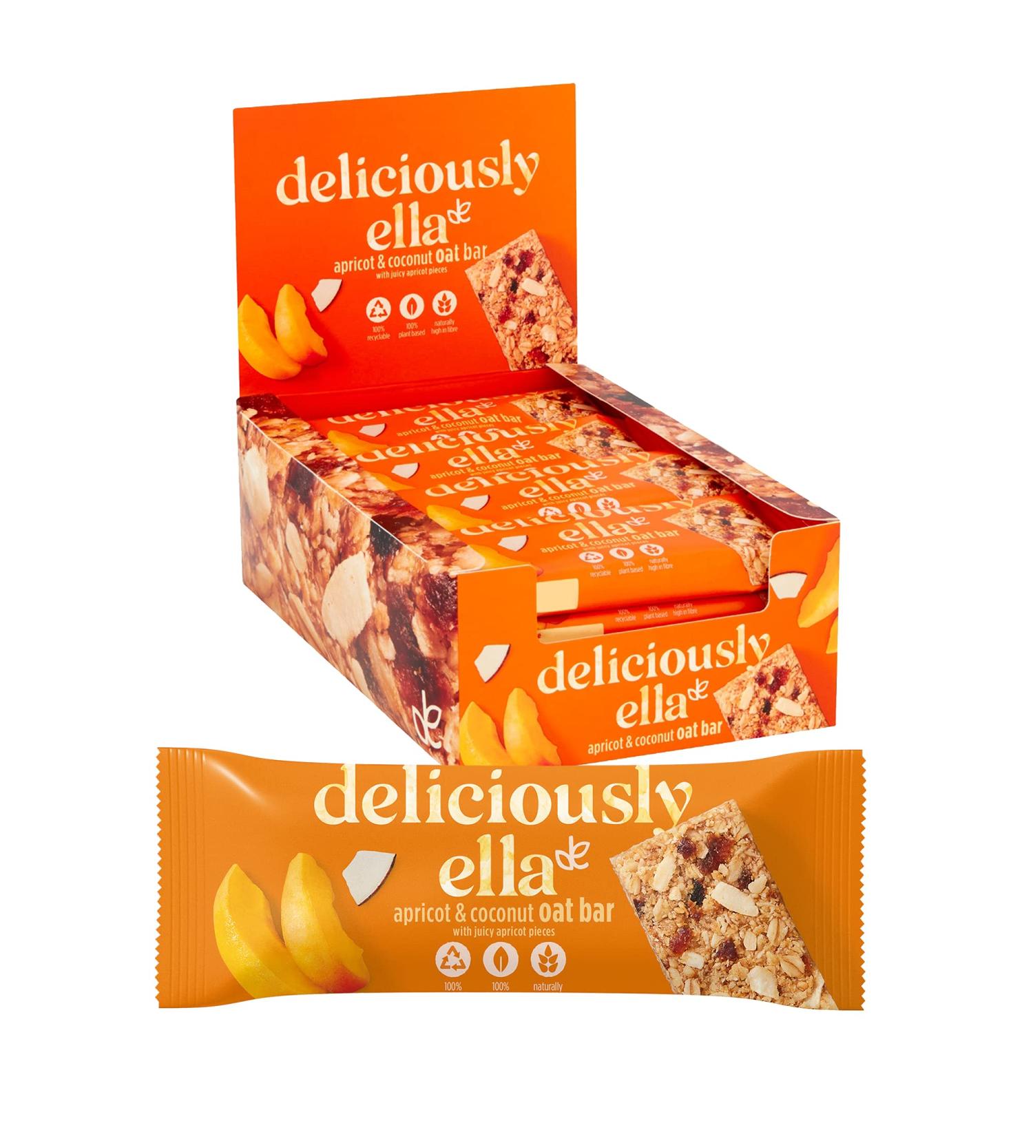 Deliciously Ella Apricot & Coconut Oat Bars - Gluten-Free Vegan Healthy Snack (50g, 16 Bars) - Buy Online on SooperMarket.com