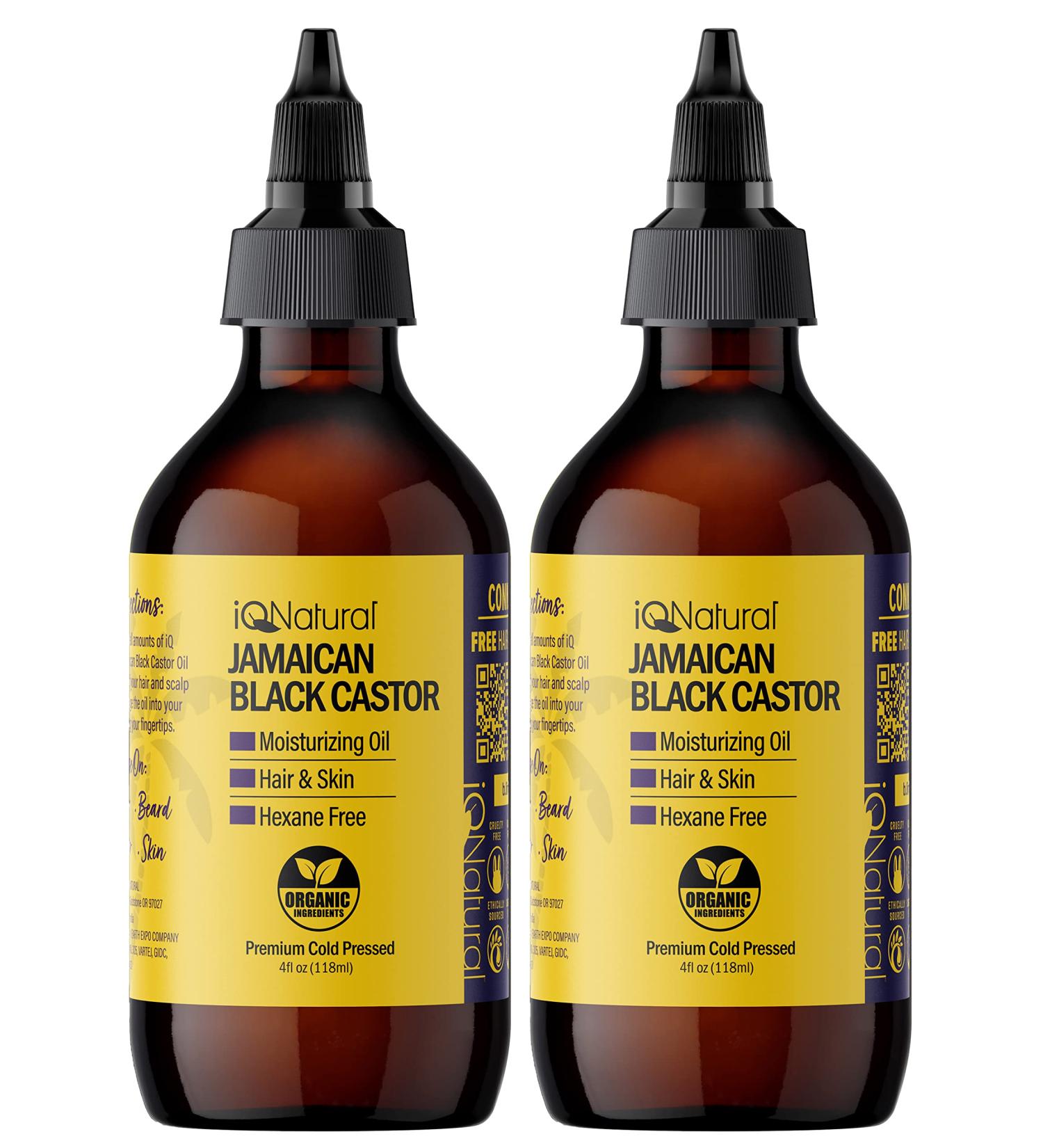 IQ Natural Jamaican Black Castor Oil 100% Pure Cold Pressed Scalp, Nail, and Hair Oil - 2 Pack (4oz each) - For Hair Growth and Skin Conditioning - Unscented - Buy Online on SooperMarket.com