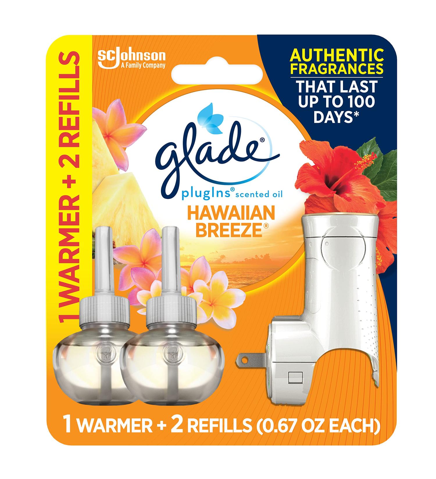 Glade PlugIns Refills Air Freshener Starter Kit - Hawaiian Breeze Scent for Home & Bathroom | 1 Warmer + 2 Refills | International Shipping Available - Buy Online on SooperMarket.com