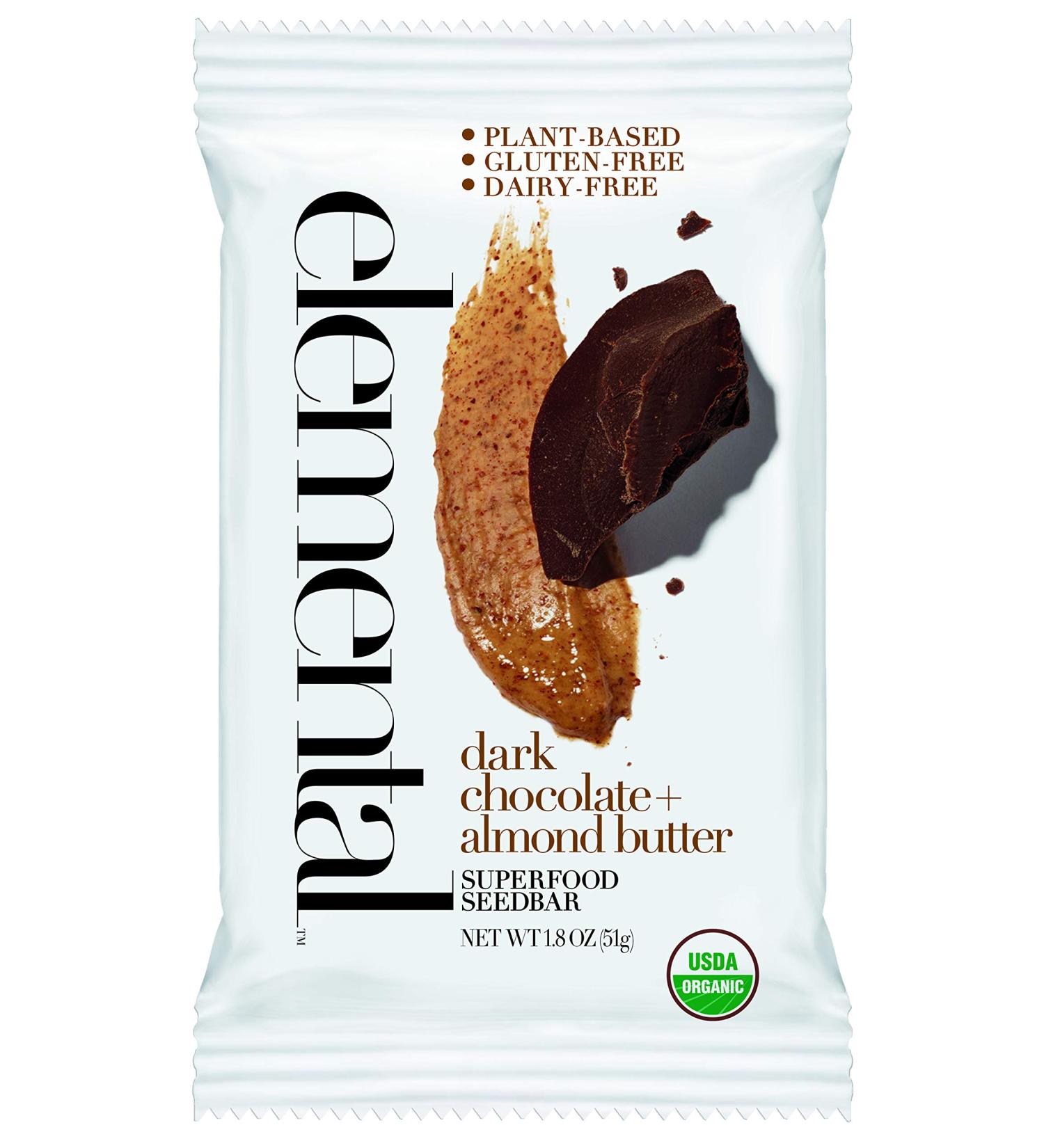 Elemental Superfood Dark Chocolate Almond Butter Seedbars - 12 Pack, 1.8 oz, Non-GMO, Organic, Gluten-Free, Dairy-Free, Plant Based - Buy Online on SooperMarket.com