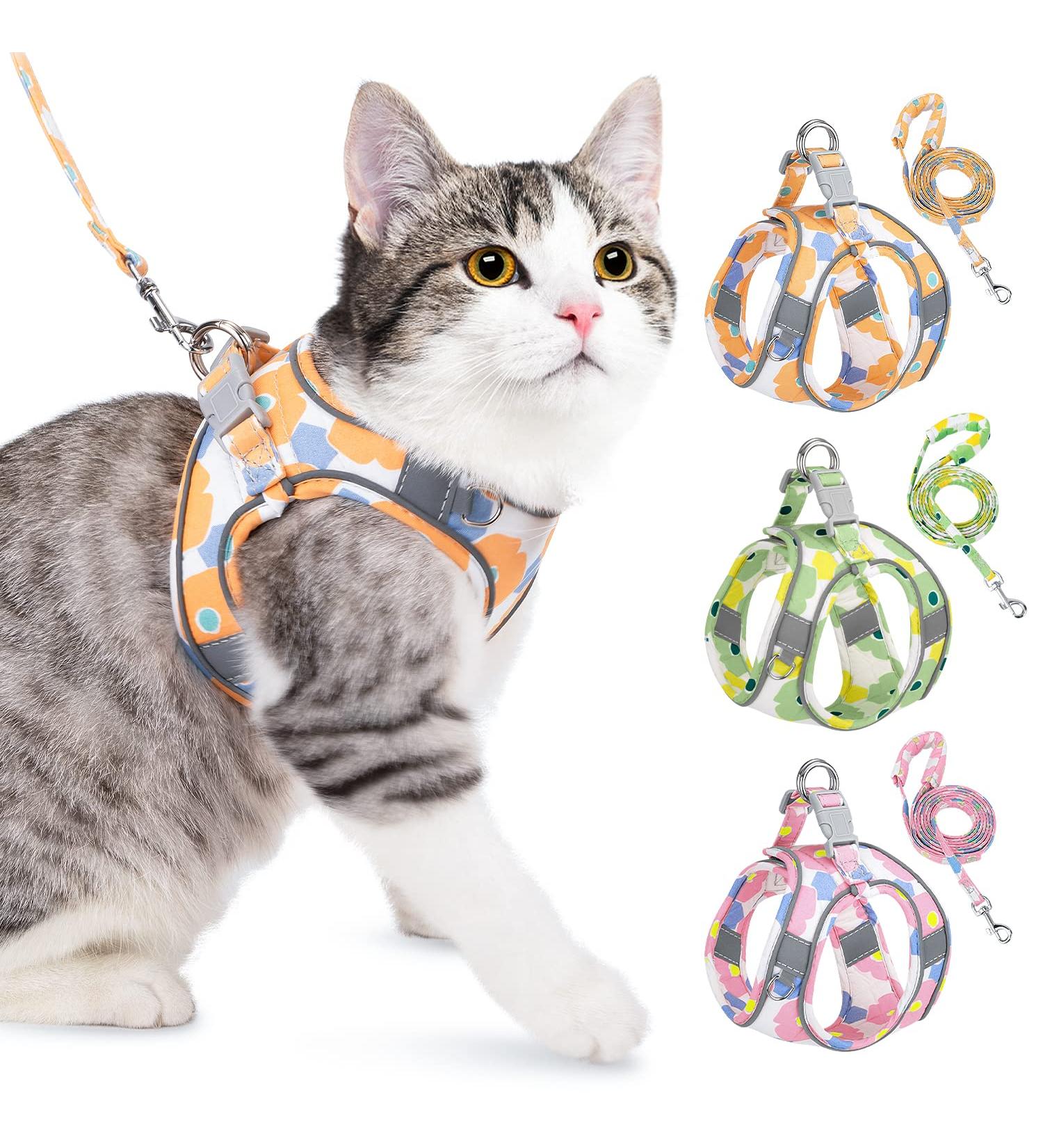 Lukovee Cat Harness and Leash for Walking - Adjustable Escape Proof Vest with Reflective Strips - Lightweight Step-in Jacket for Cats - XXS - Orange - Buy Online on SooperMarket.com