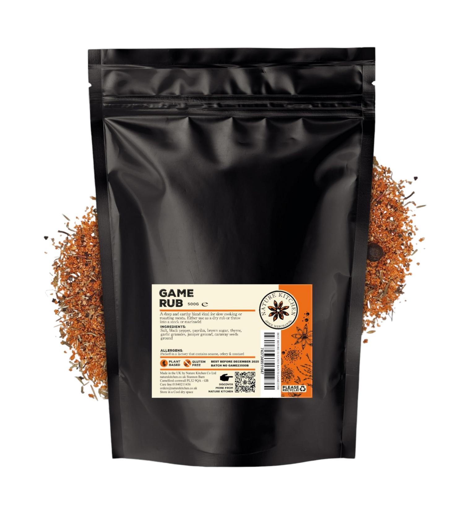 Nature Kitchen Game Rub 500g: Gluten-Free Vegan Seasoning Spices for Marinades, Sauces, Frying, Baking & Grilling - Buy Online on SooperMarket.com