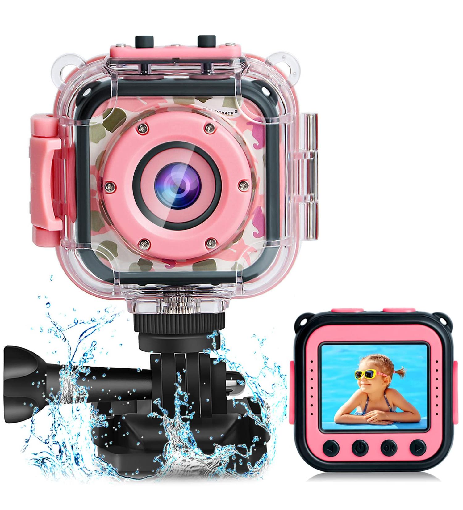 PROGRACE Kids Camera Waterproof Gift Toy - Children Digital Video Camera Underwater Camera for Kids 1080P Camcorder DV Toddler Camera for Girls Birthday Learn Camera Pool Toys Age 3-14 Pink - Buy Online on SooperMarket.com