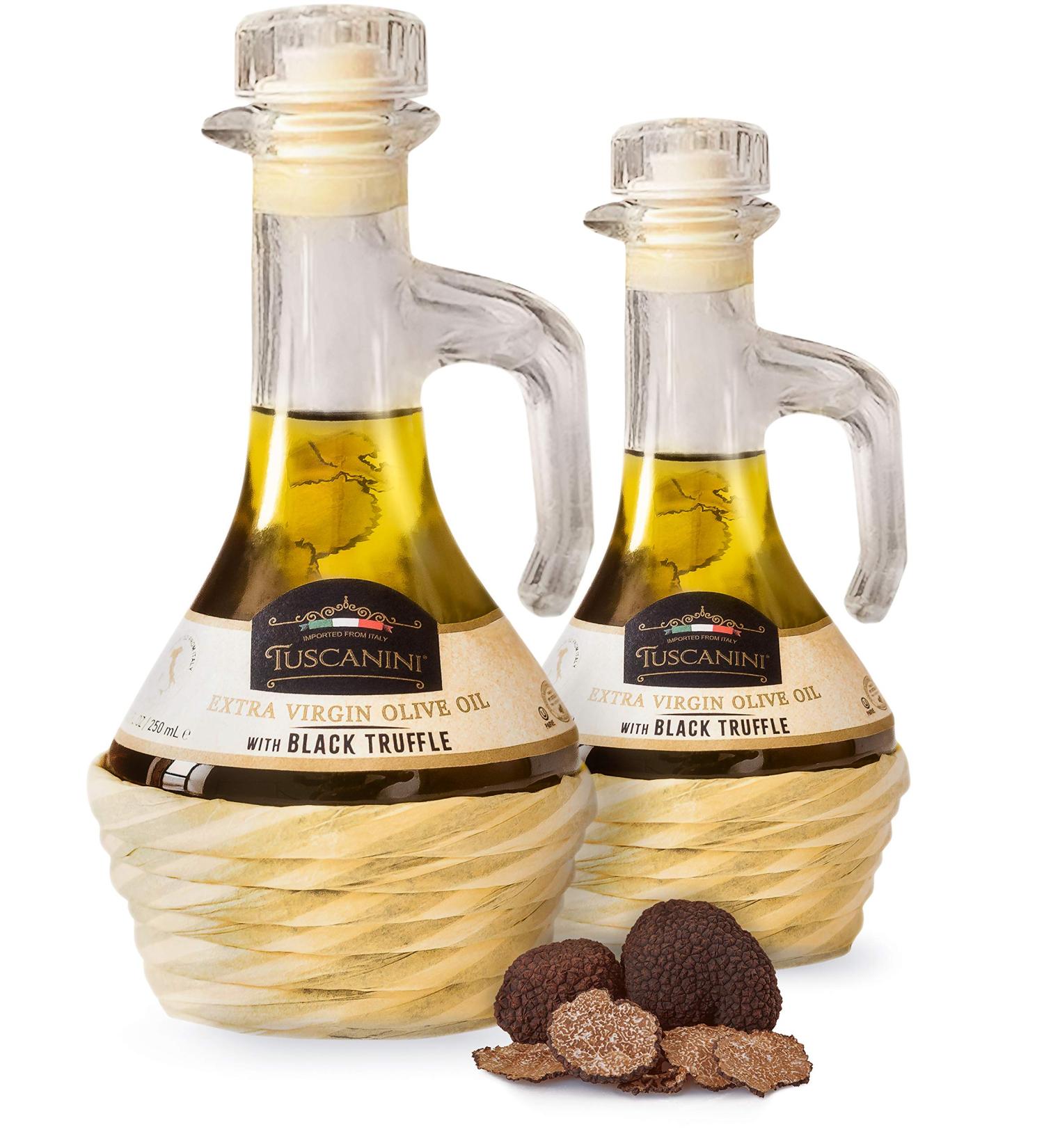 Tuscanini Black Truffle Oil with Real Truffle Shavings 250ml (2 Pack) - Premium Italian EVOO, Cold-Pressed, All Natural & Non GMO - Buy Online on SooperMarket.com
