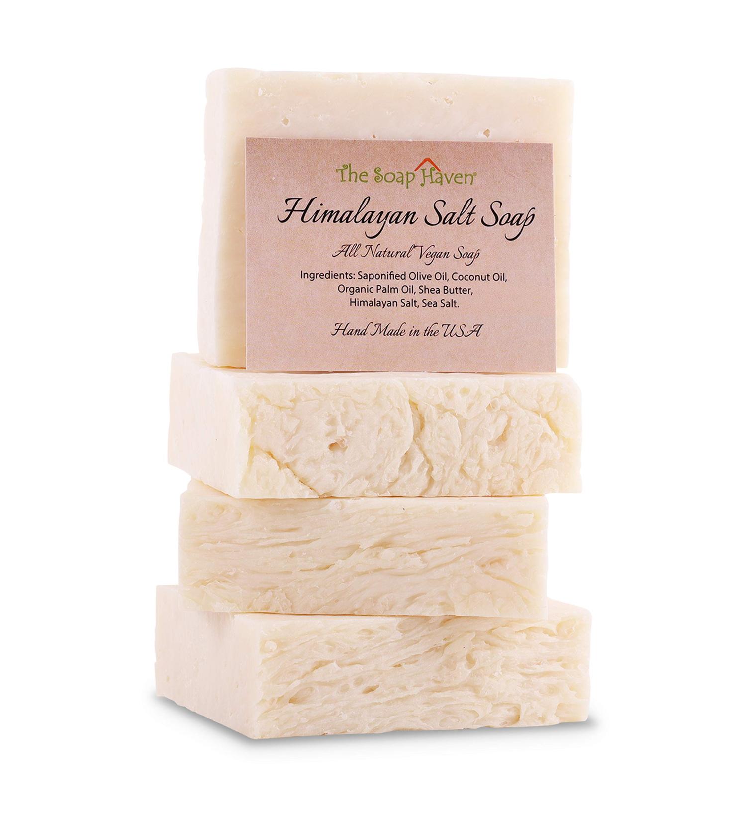 Himalayan Salt Soap Bars - Handmade USA | Sea Salt & Shea Butter | All Natural Non-GMO Unscented (4 Bars 4.5oz Each - Buy Online on SooperMarket.com