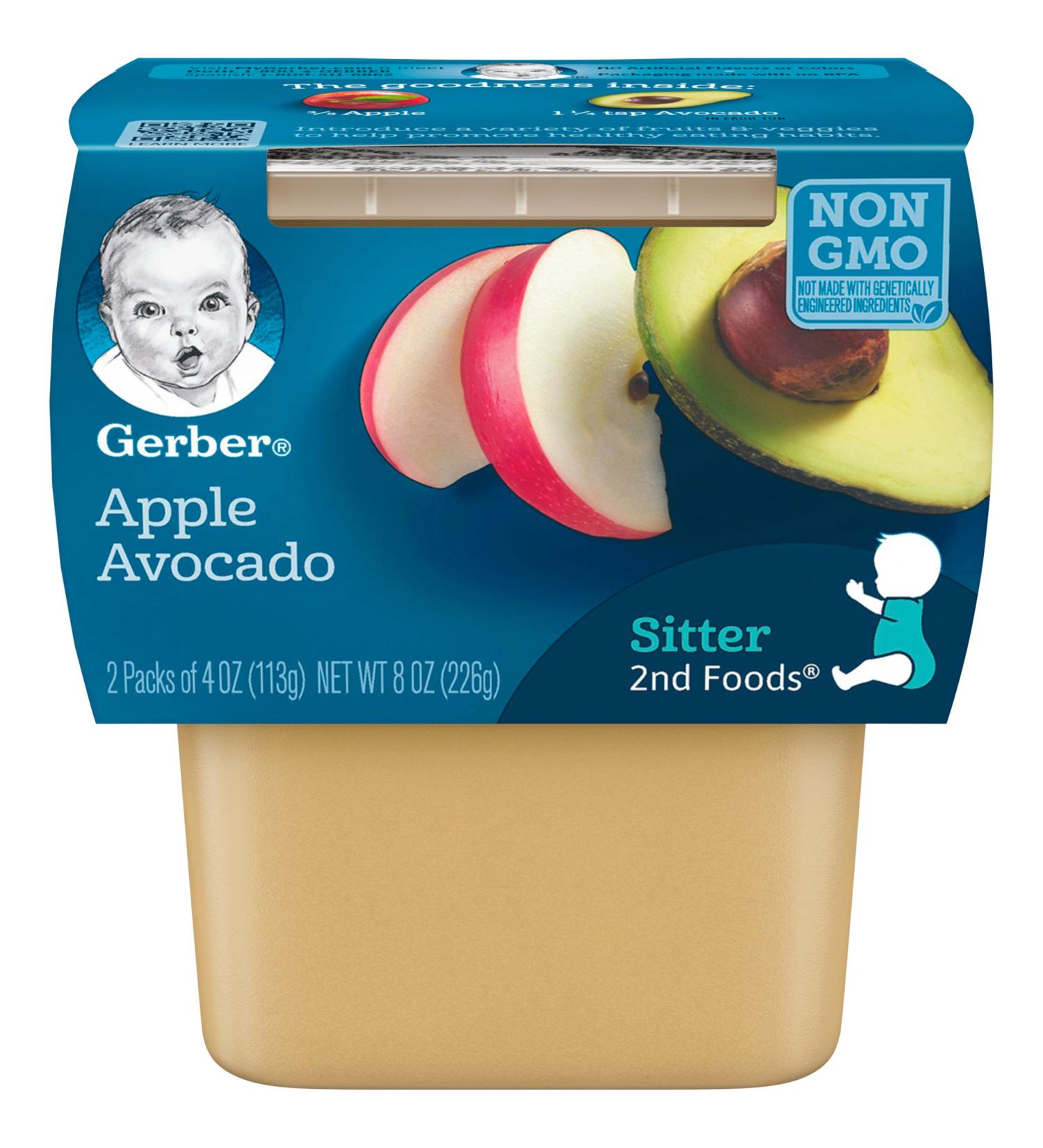 Gerber Apple Avocado 2nd Foods - 4 oz 2 Pack | Baby Food Puree - Buy Online on SooperMarket.com