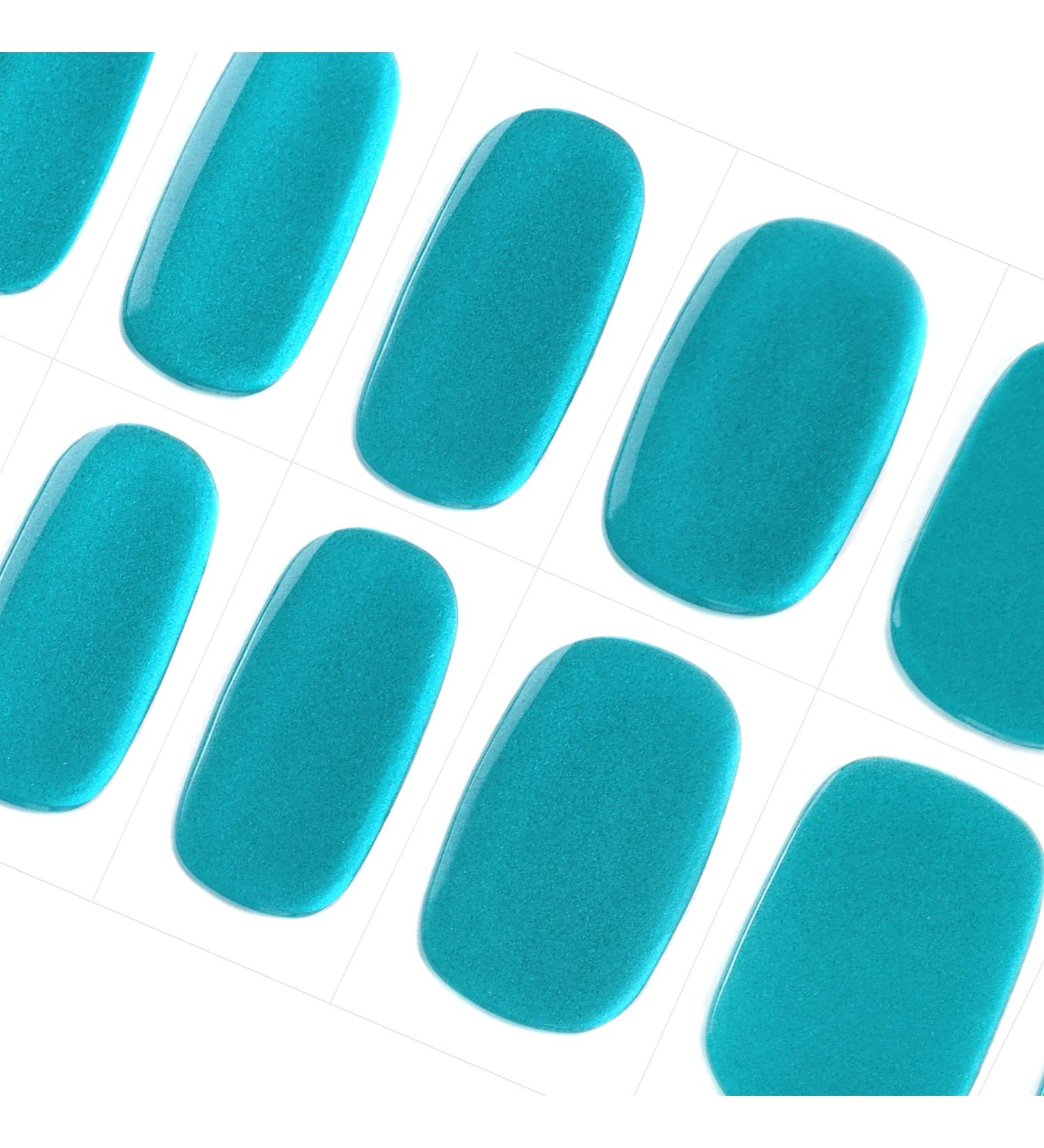 DANNI & TONI Aquamarine Gel Nail Wraps Bundle - 28 Metallic Mirror Self-Adhesive Stickers Set - Buy Online on SooperMarket.com