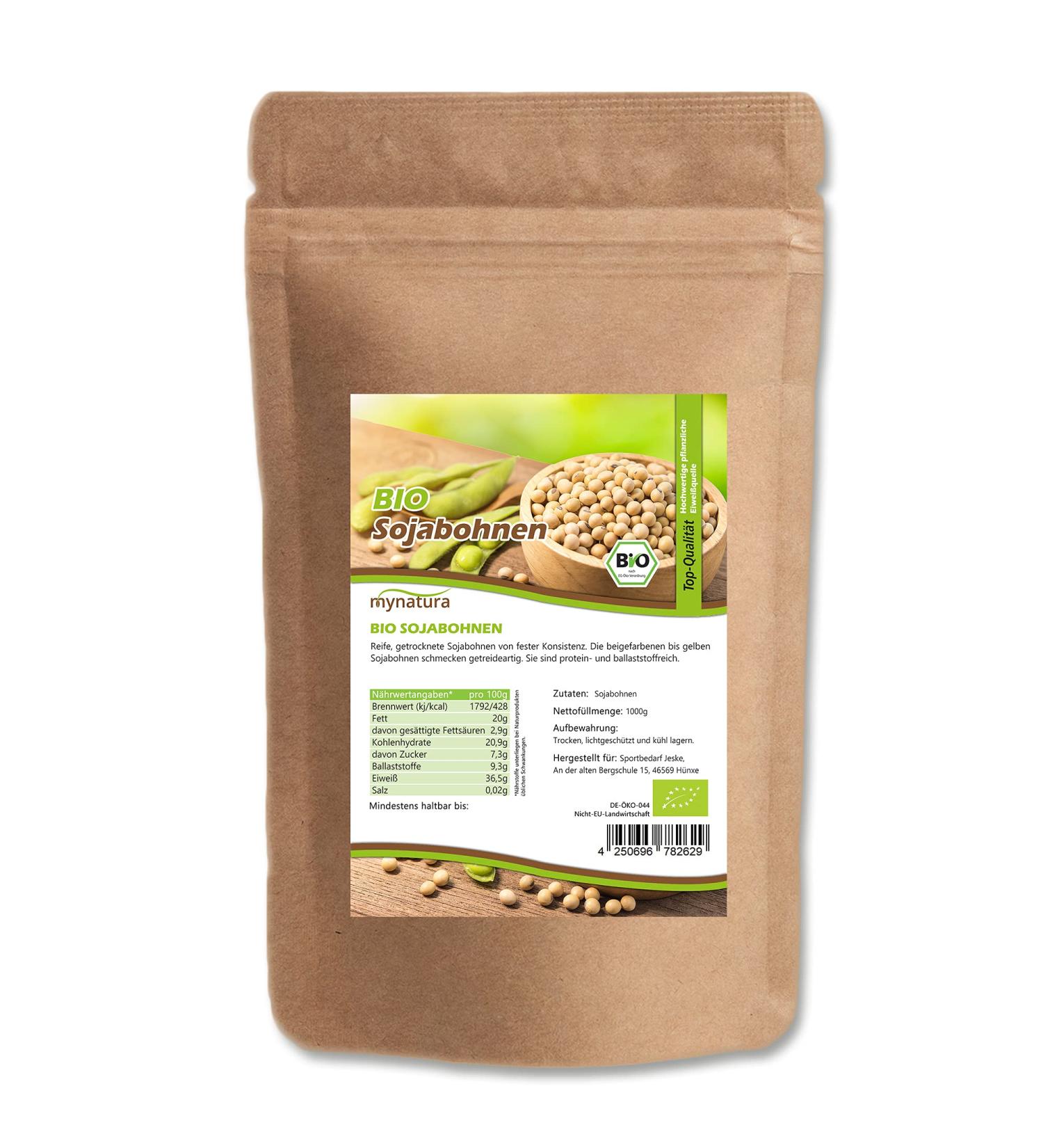 Mynatura Organic Soybeans - 1000g Untreated Dried Soybeans | Natural High-Quality Legumes for Healthy Living - Buy Online on SooperMarket.com