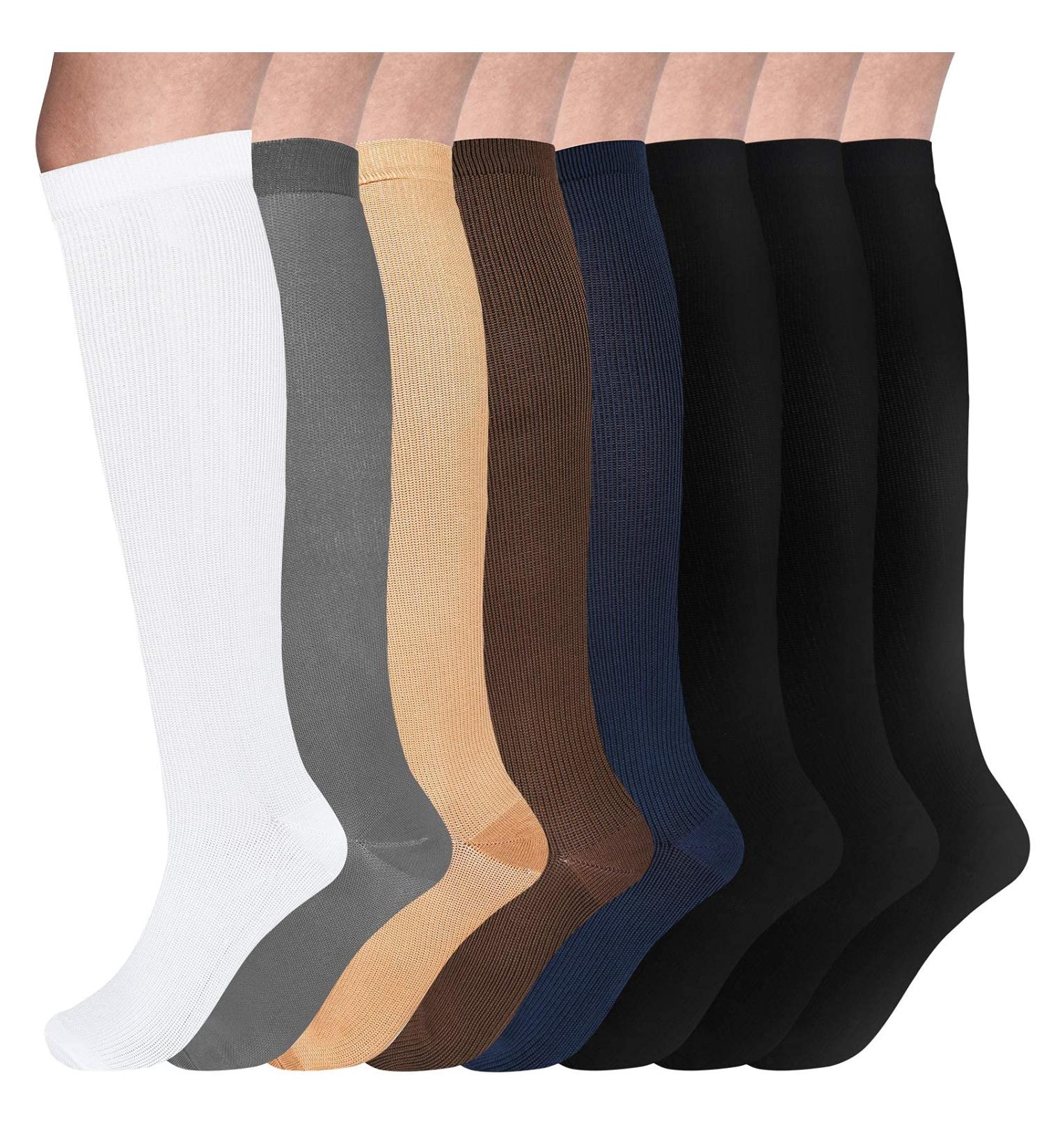 LightSele 8 Pairs Compression Socks - Knee High 15-20 mmHg for Men & Women - Small/Medium - Buy Online on SooperMarket.com