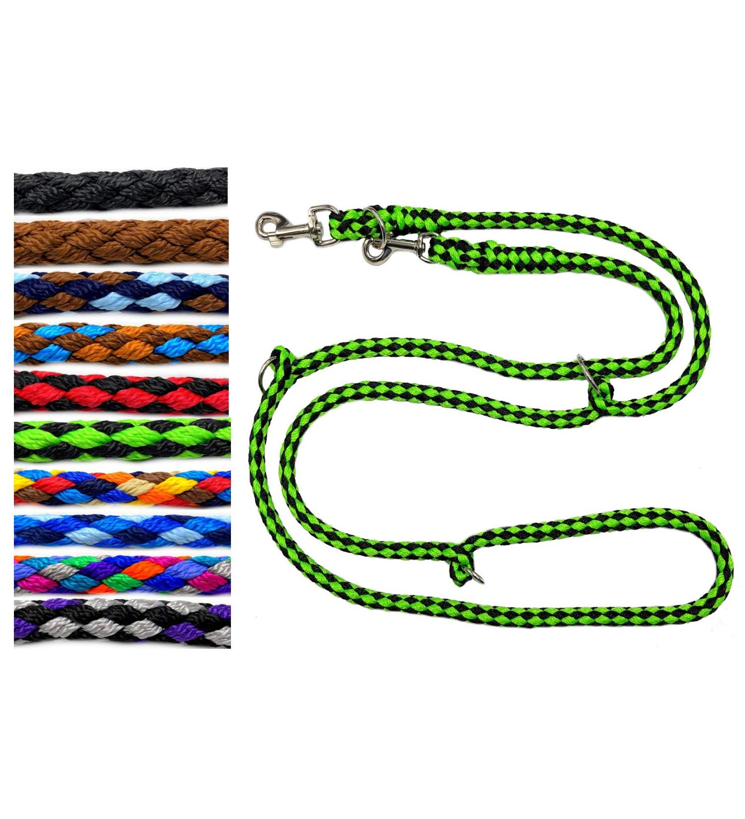 Adjustable Dog Exercise Line for Large Dogs up to 80kg - 2.40m 2.80m 3.50m 5m - Durable Double Linen in 17 Colors - 2.80m 4-Fold Black-Neon Green - Buy Online on SooperMarket.com