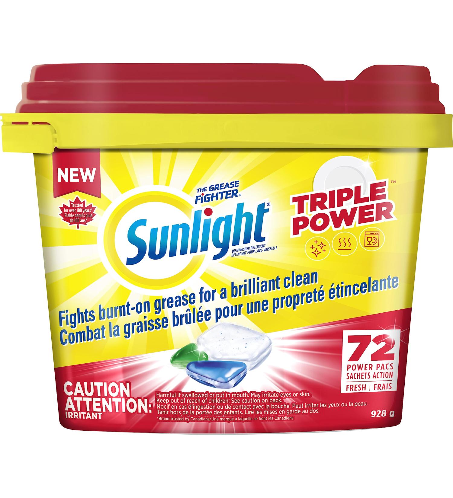 Sunlight Dishwasher Detergent AutoDish Pacs Triple Power 72 count Fresh Scent