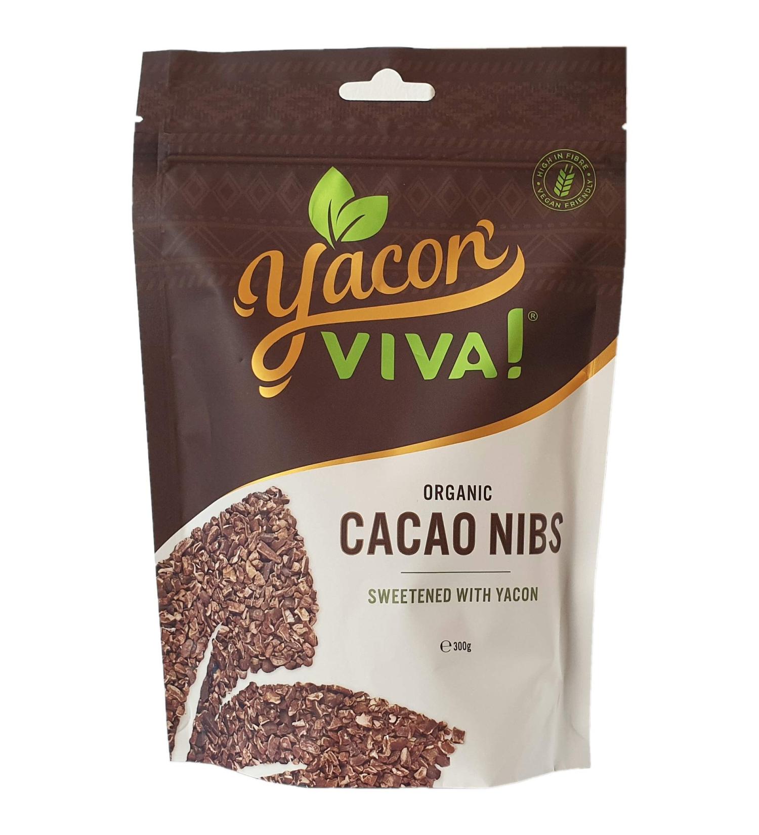 YaconViva! Organic Cacao Nibs Sweetened with Organic Yacon Syrup 300g | 100% Natural Peruvian Superfood | High in Fibre | Low Carb Gut Health | Source of Magnesium & Potassium - Buy Online on SooperMarket.com