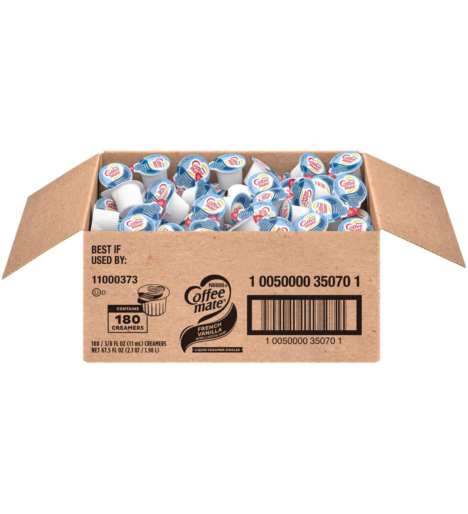 Nestle Coffee mate French Vanilla Liquid Creamer Singles - Box of 180 | Non-Dairy, No Refrigeration Required - Buy Online on SooperMarket.com