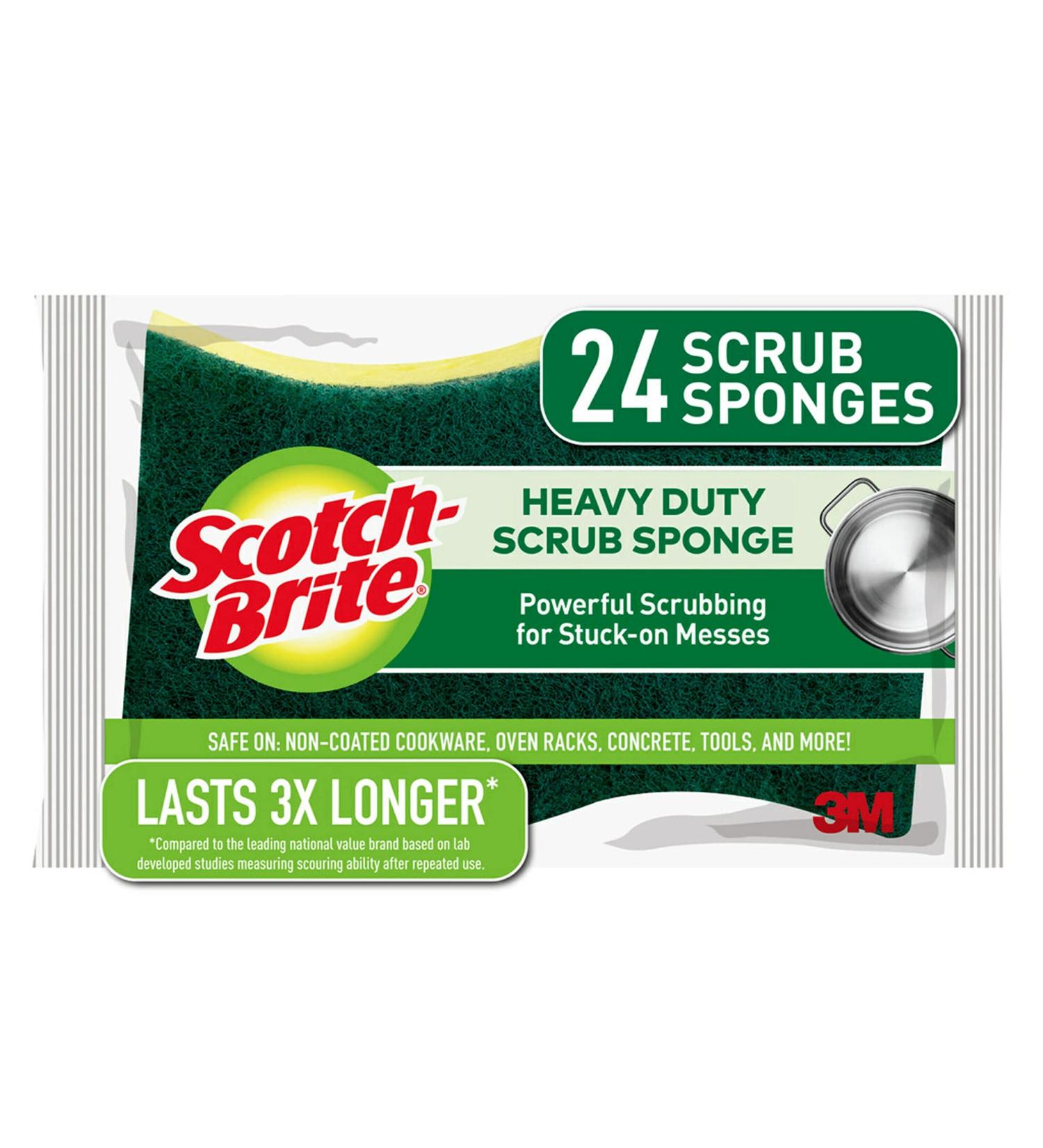 Scotch-Brite Heavy Duty Scrub Sponges - 24 Pack for Washing Dishes and Cleaning Kitchen - Buy Online on SooperMarket.com