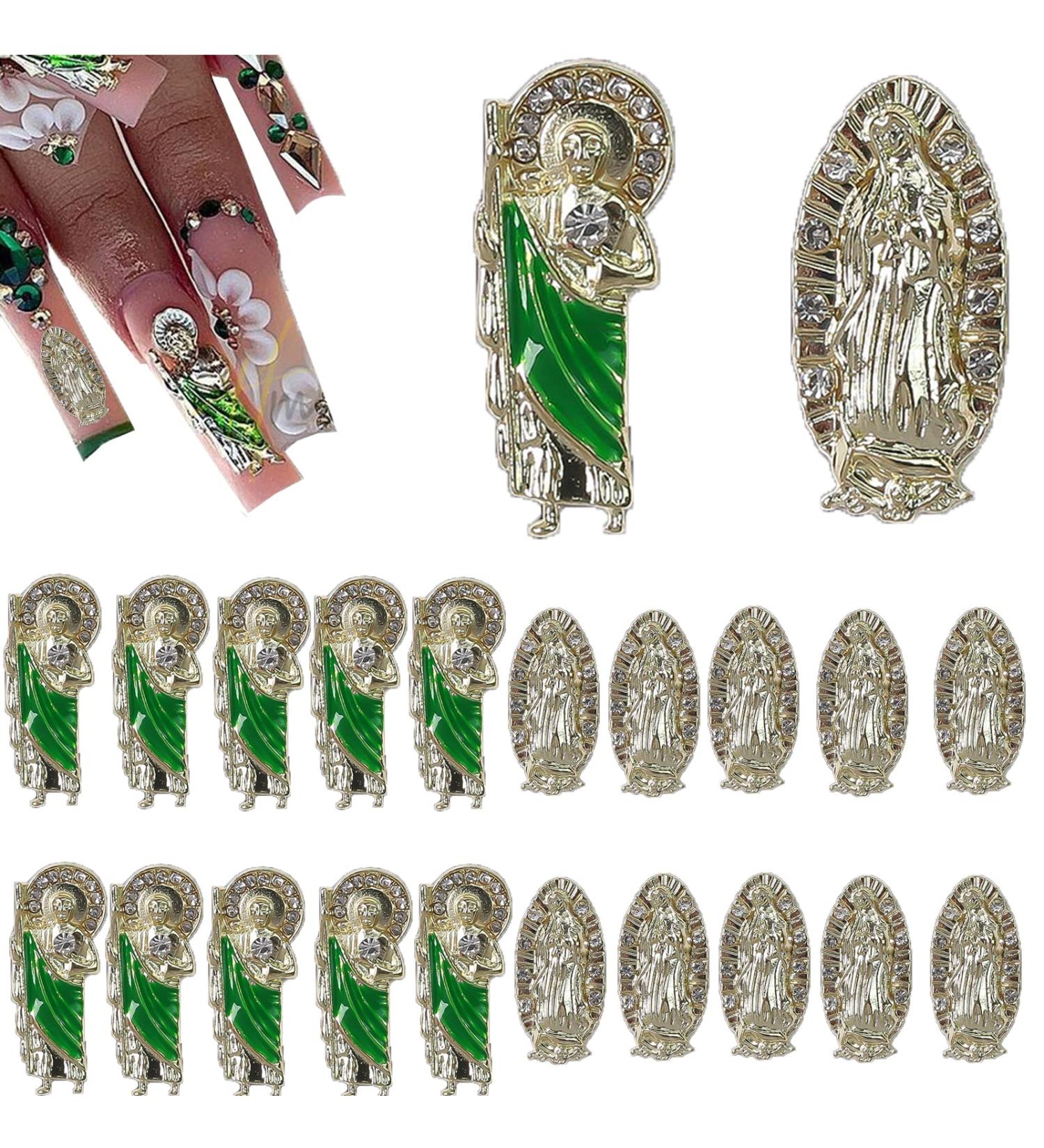 20 PCS Virgin Mary & San Judas 3D Nail Charms for Acrylic Nails - Retro Virgen De Guadalupe Nail Decorations - Buy Online on SooperMarket.com