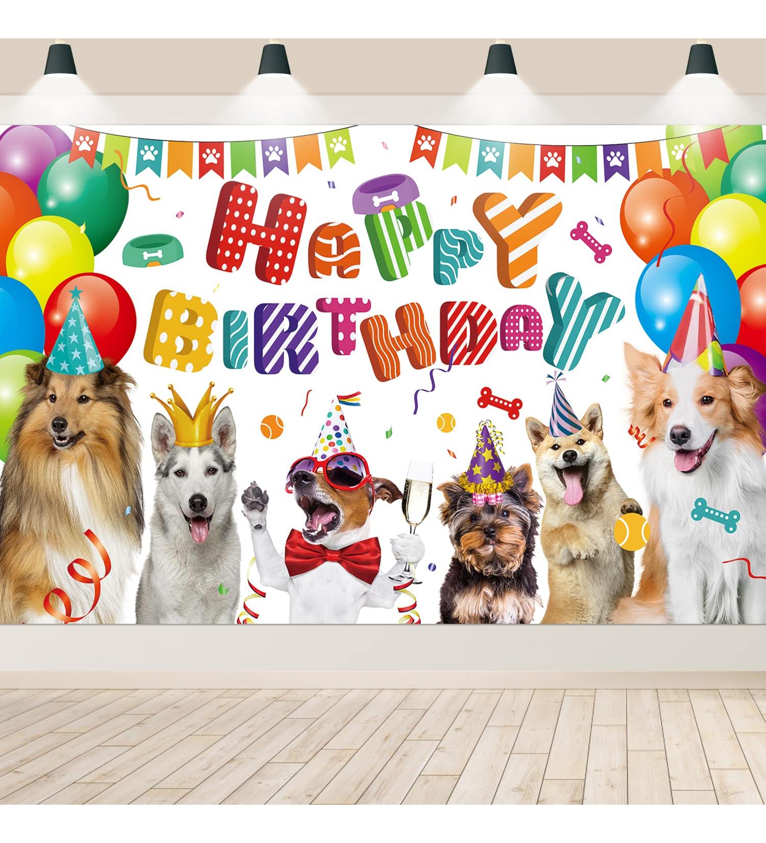 Dog Happy Birthday Backdrop Dog Birthday Party Decorations Puppy Photography Background for Pets Puppy Kids Dog Theme Birthday Party Supplies - Buy Online on SooperMarket.com