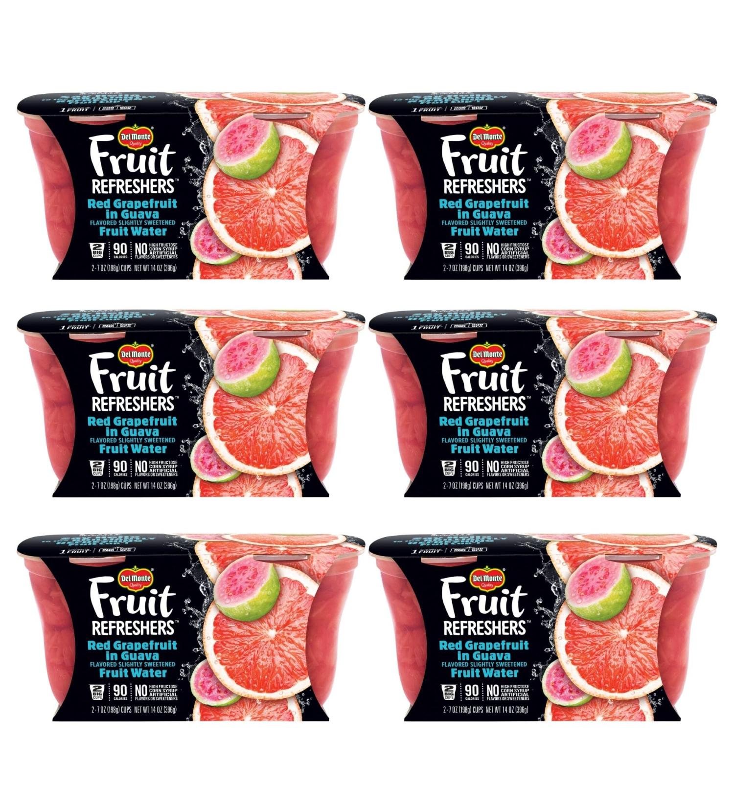 Del Monte Red Grapefruit in Guava Fruit Water Cups 7oz (2 ct, Pack of 6) - Refreshing Snack - Buy Online on SooperMarket.com
