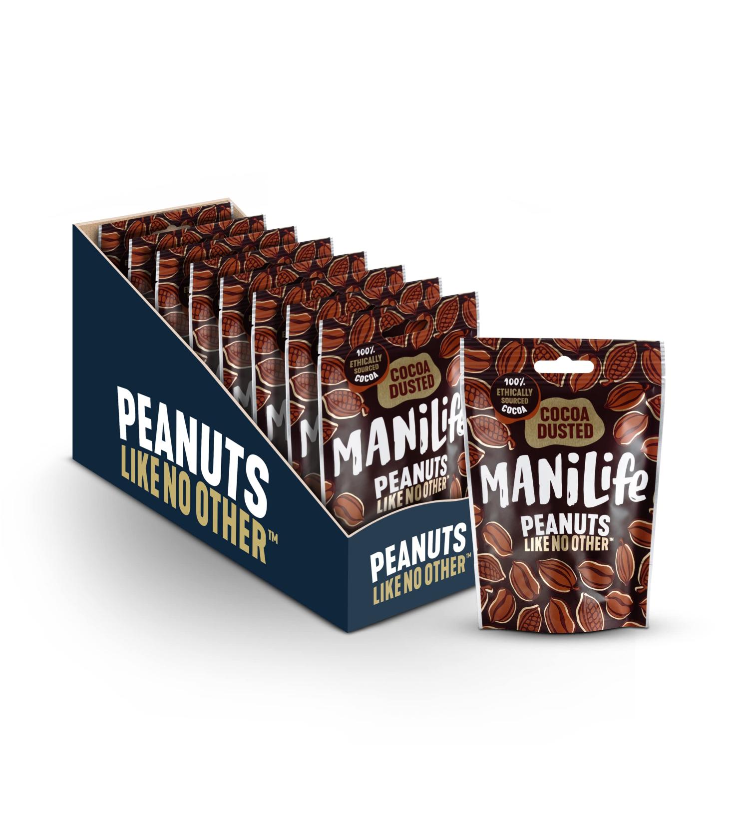 ManiLife Cocoa Dusted Peanuts - 100% Ethically Sourced | Great for Sharing (8 x 75g) - Buy Online on SooperMarket.com