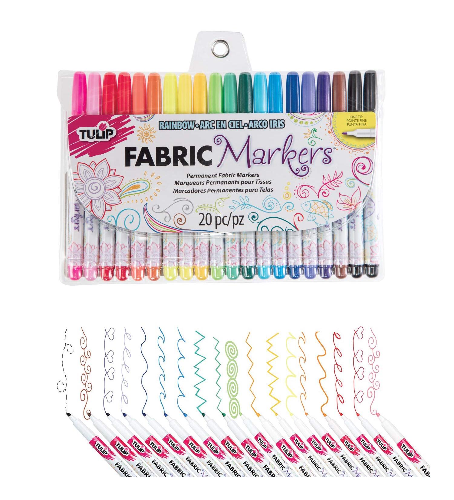 Tulip Permanent Fabric Markers 20 Pack - Nontoxic & Multicolor - Buy Online on SooperMarket.com