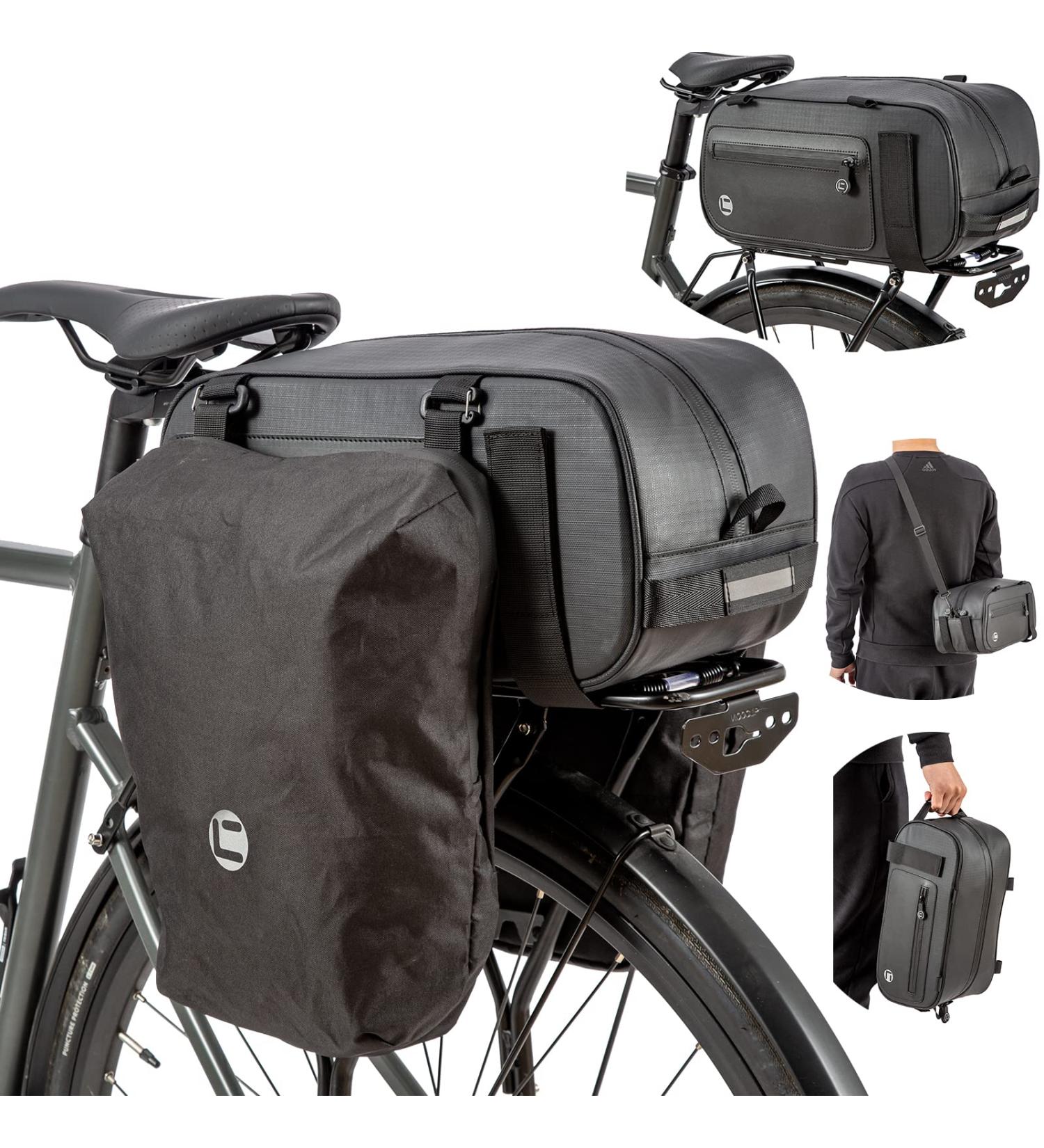 HuiJuKeJi Bike Trunk Bag - 23.5L Storage Pannier Saddle Bag with Reflective Strips | Waterproof Rear Cargo Rack | Expandable Luggage for Cycling - Buy Online on SooperMarket.com