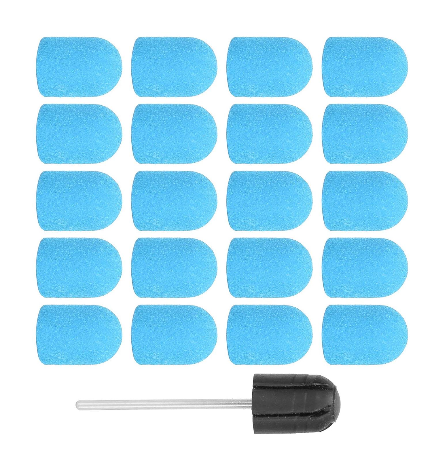 Nail Sanding Band Drill Bit with Shaft Nail Art Sanding Cap Polishing Grinding Sanding Bands Set for Home Salon Use Nail Polisher Sand Cap Nail Art Polishing Sanding Cap for Nail Drill (10 x(Blue) - Buy Online on SooperMarket.com