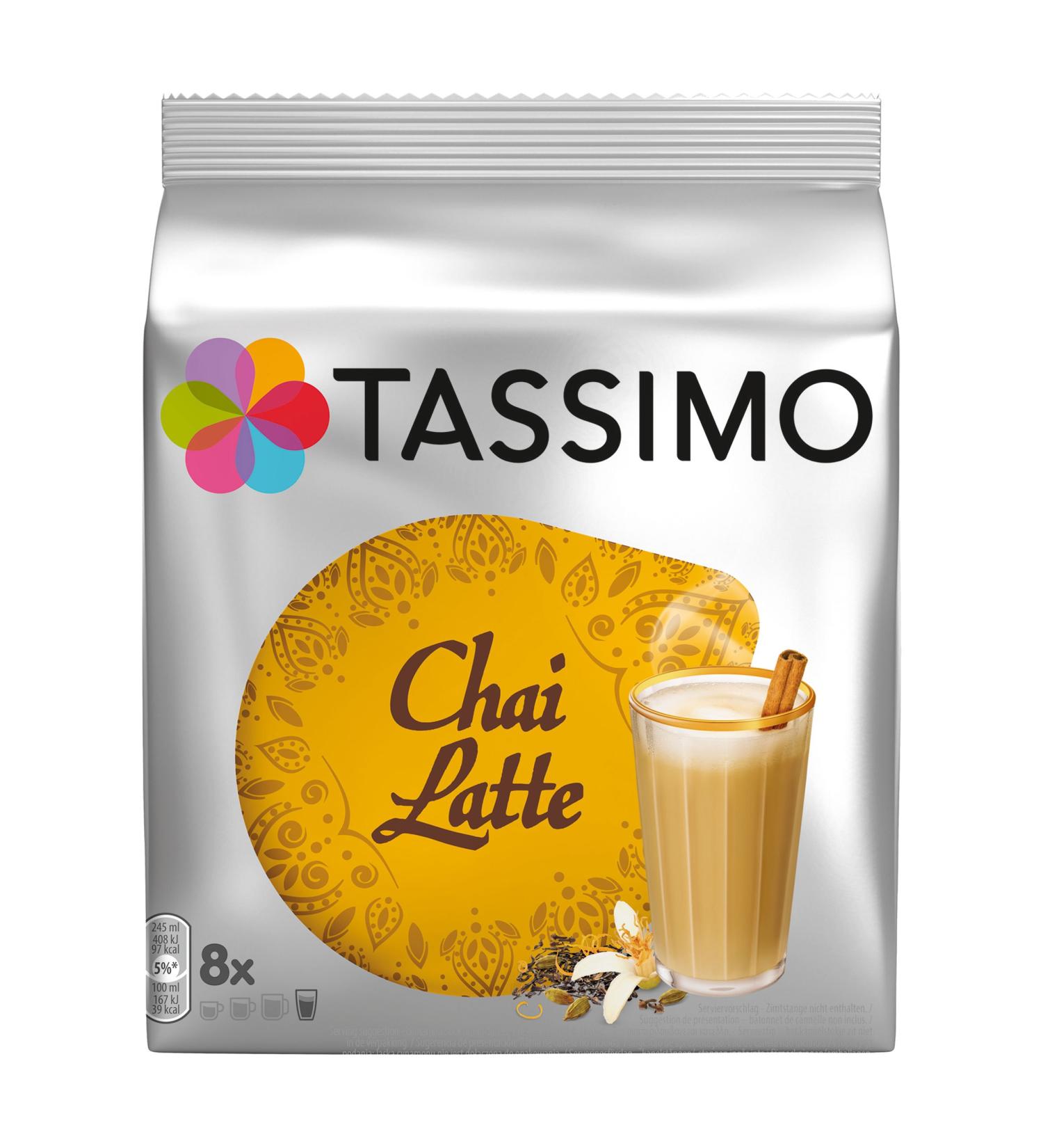 Tassimo Chai Latte Black Tea Milk Foam Beverage India Capsules 8 T-Discs - Buy Online on SooperMarket.com