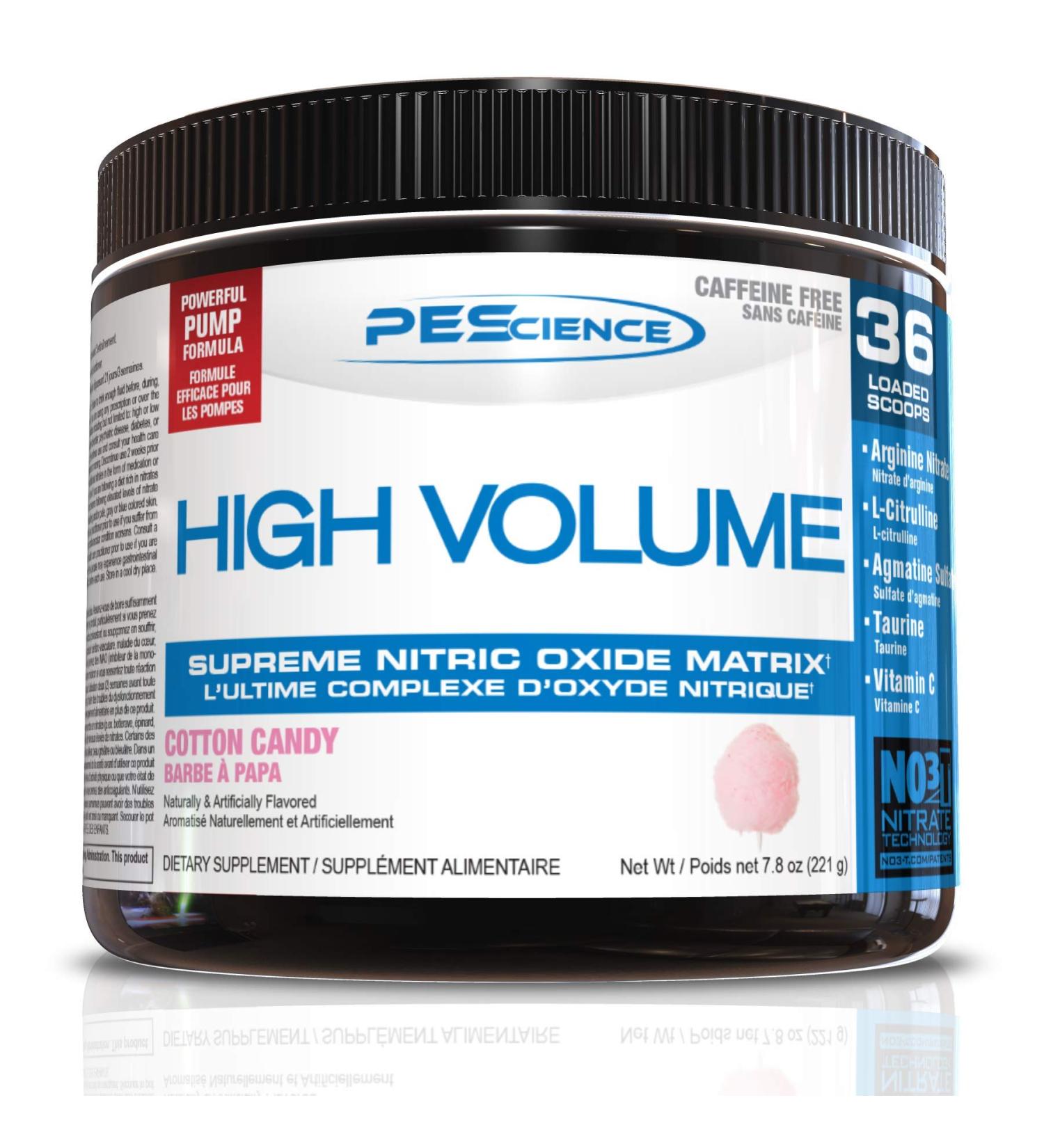 PEScience High Volume Pre Workout Powder with L Arginine Nitrate Cotton Candy 36 Scoops Caffeine Free - Buy Online on SooperMarket.com