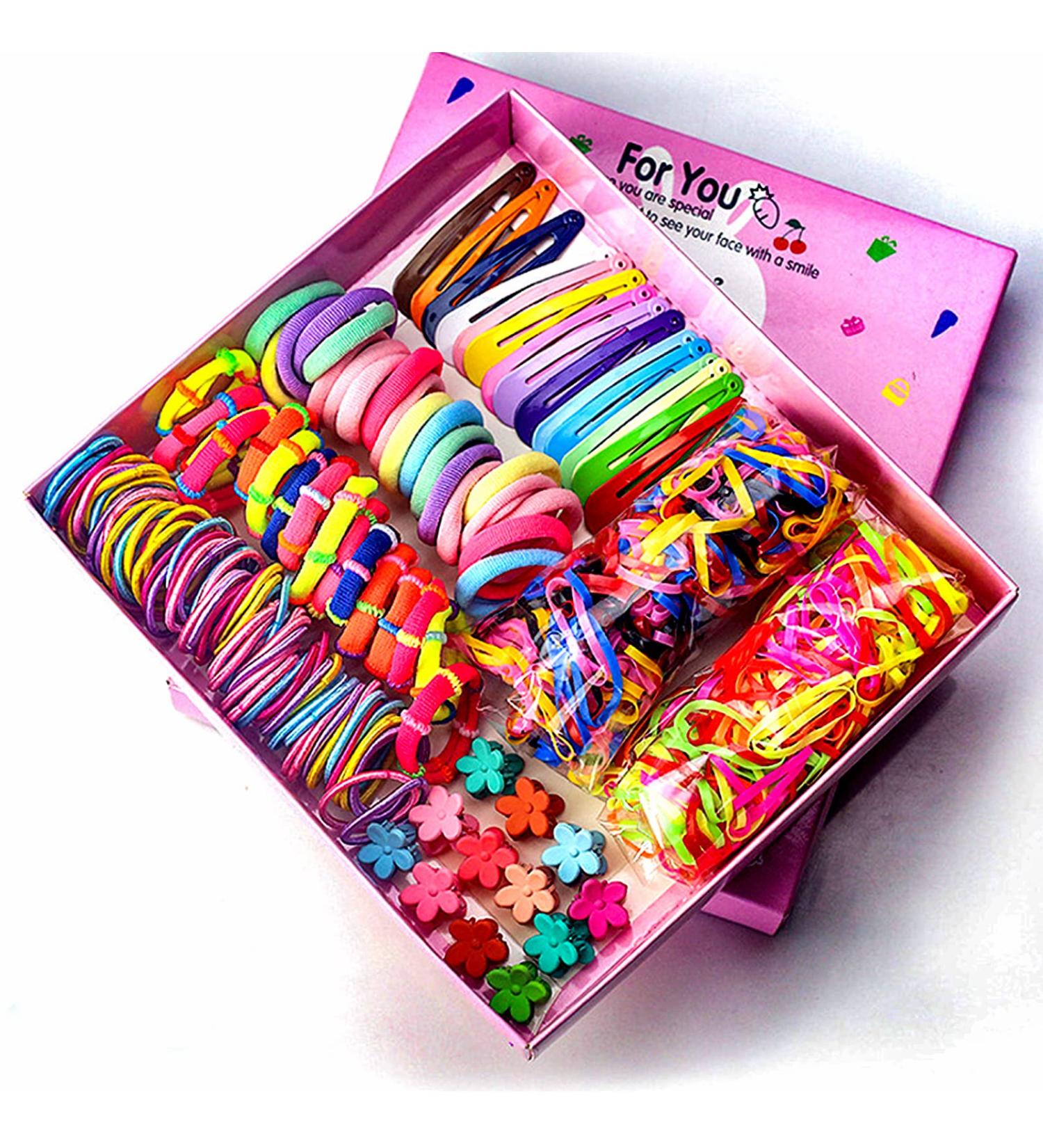 780 Pcs Girls Hair Clip & Tie Set - Colorful Ponytail Holders & Rubber Bands for Kids/Toddlers - Hair Accessories in Candy Colors - Buy Online on SooperMarket.com