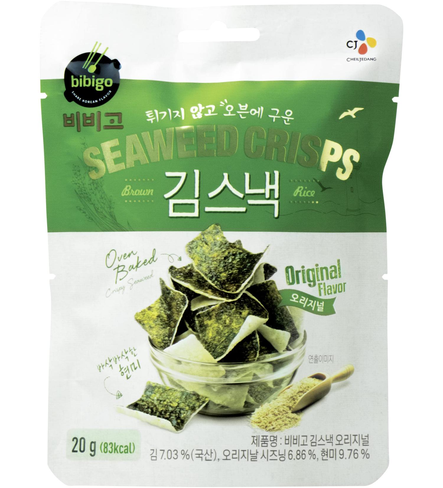 bibigo Seaweed Crisps (Original Flavor, Over Baked) 4-Pack - 20g (83kcal) - Buy Online on SooperMarket.com