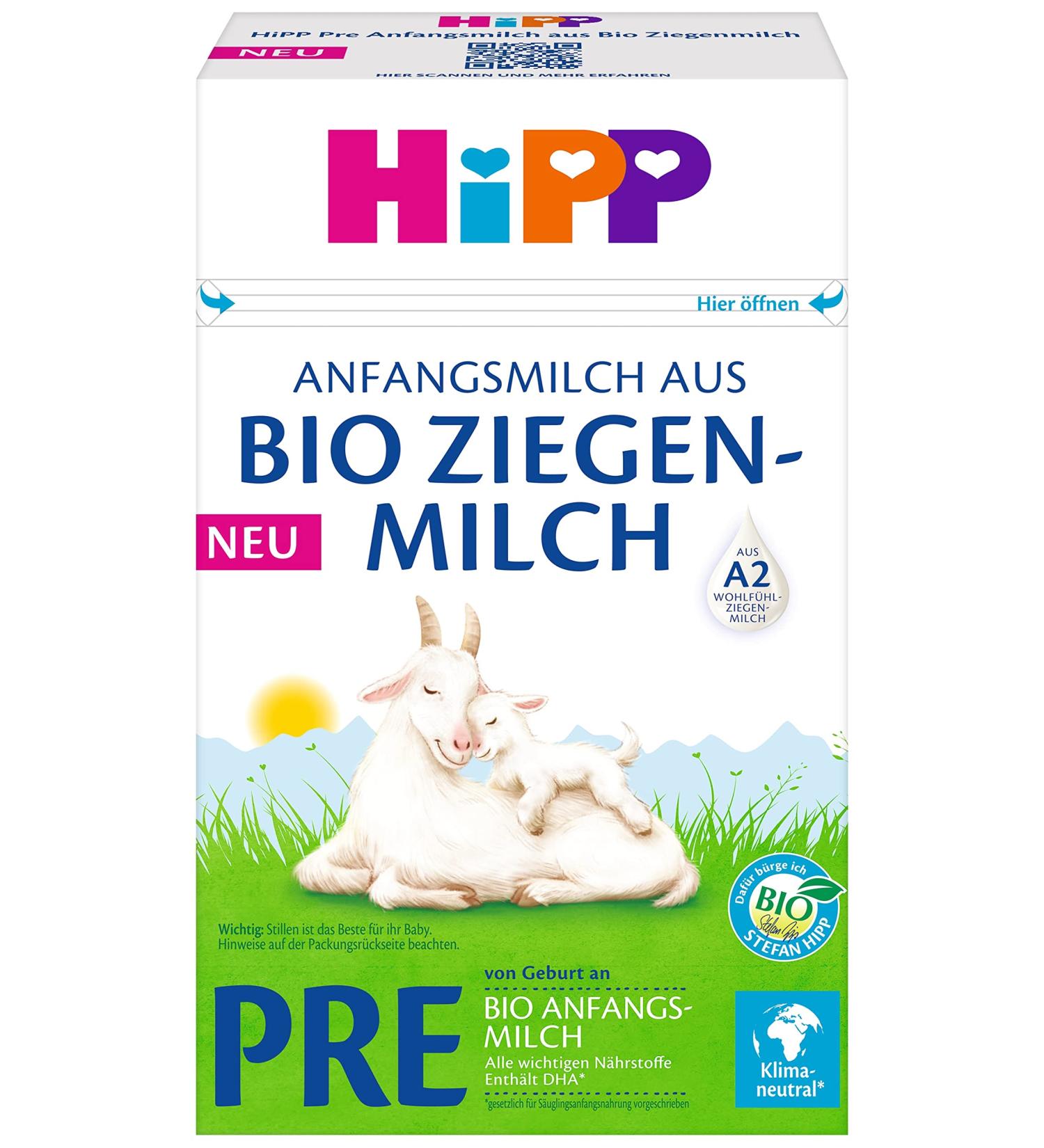 HiPP milk formula made from organic goat's milk Pre initial milk made from organic goat's milk pack of 5 (5 x 400g)