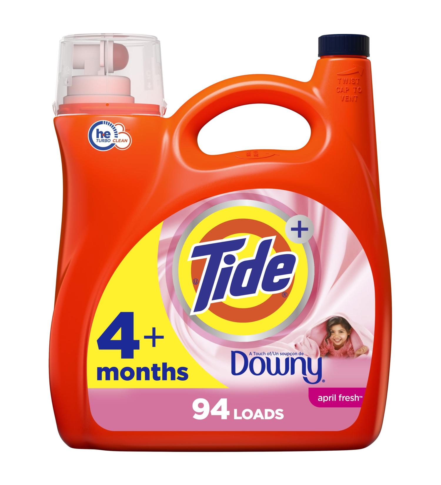 Tide Plus Downy Liquid Laundry Detergent - April Fresh Scent HE Compatible 94 Loads 132 fl oz | International Shipping Available - Buy Online on SooperMarket.com