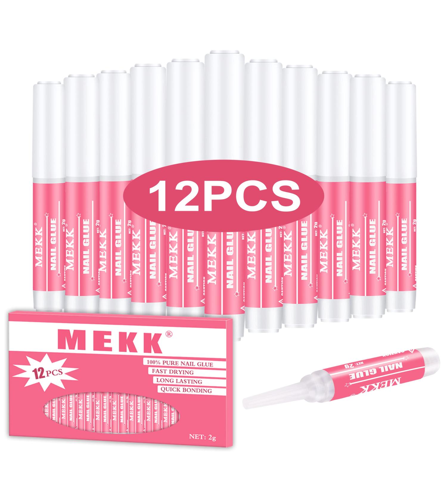Nail Glue MEKK - Professional Long Lasting Acrylic Nail Adhesive for Press On & False Nails - Super Bond 0.07OZ/PCS (12PCS) - A-Pink - Buy Online on SooperMarket.com
