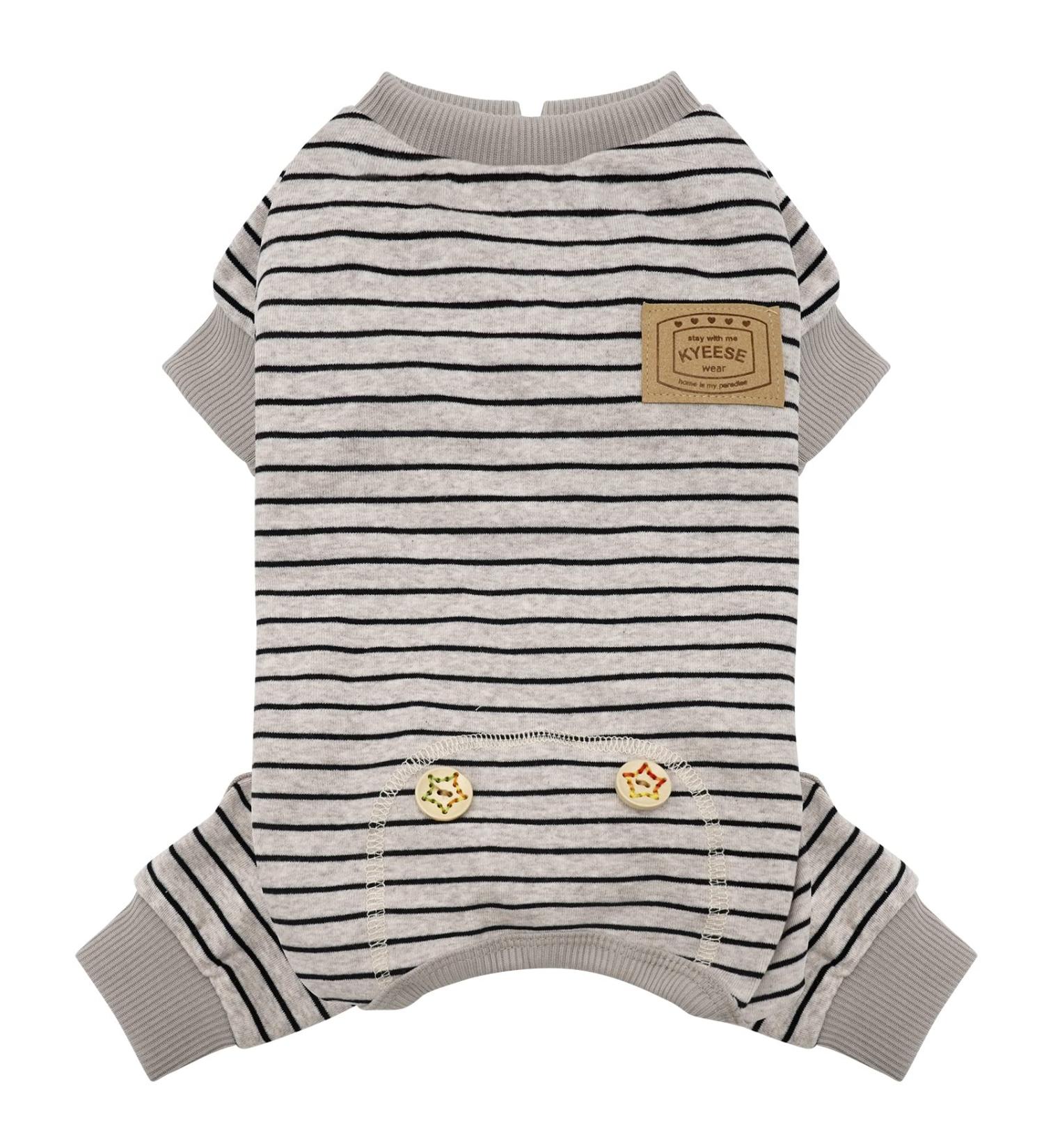 KYEESE Stretchy Dog Pajamas for Small Dogs - Striped 4 Legged Jumpsuit for Hair Shedding Cover - XL - Ivory Brown - Buy Online on SooperMarket.com