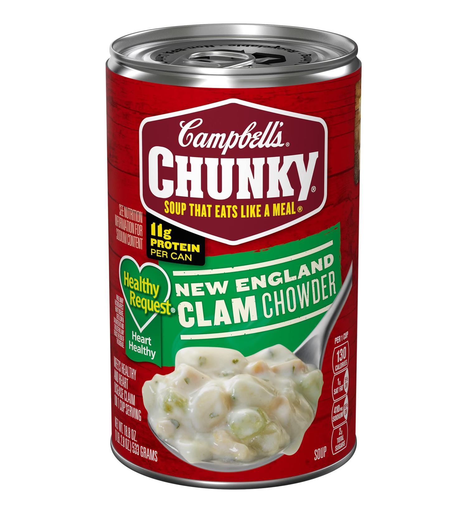 Campbell's Chunky Healthy Request New England Clam Chowder 18.8oz Can (Case of 12) - Buy Online on SooperMarket.com