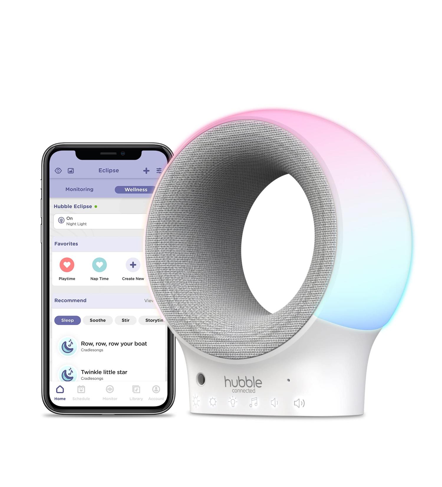 Hubble Eclipse Smart Baby Monitor: 7-Colour Night Light, Calming Music, Sleep Trainer & Wi-Fi Connectivity - Buy Online on SooperMarket.com