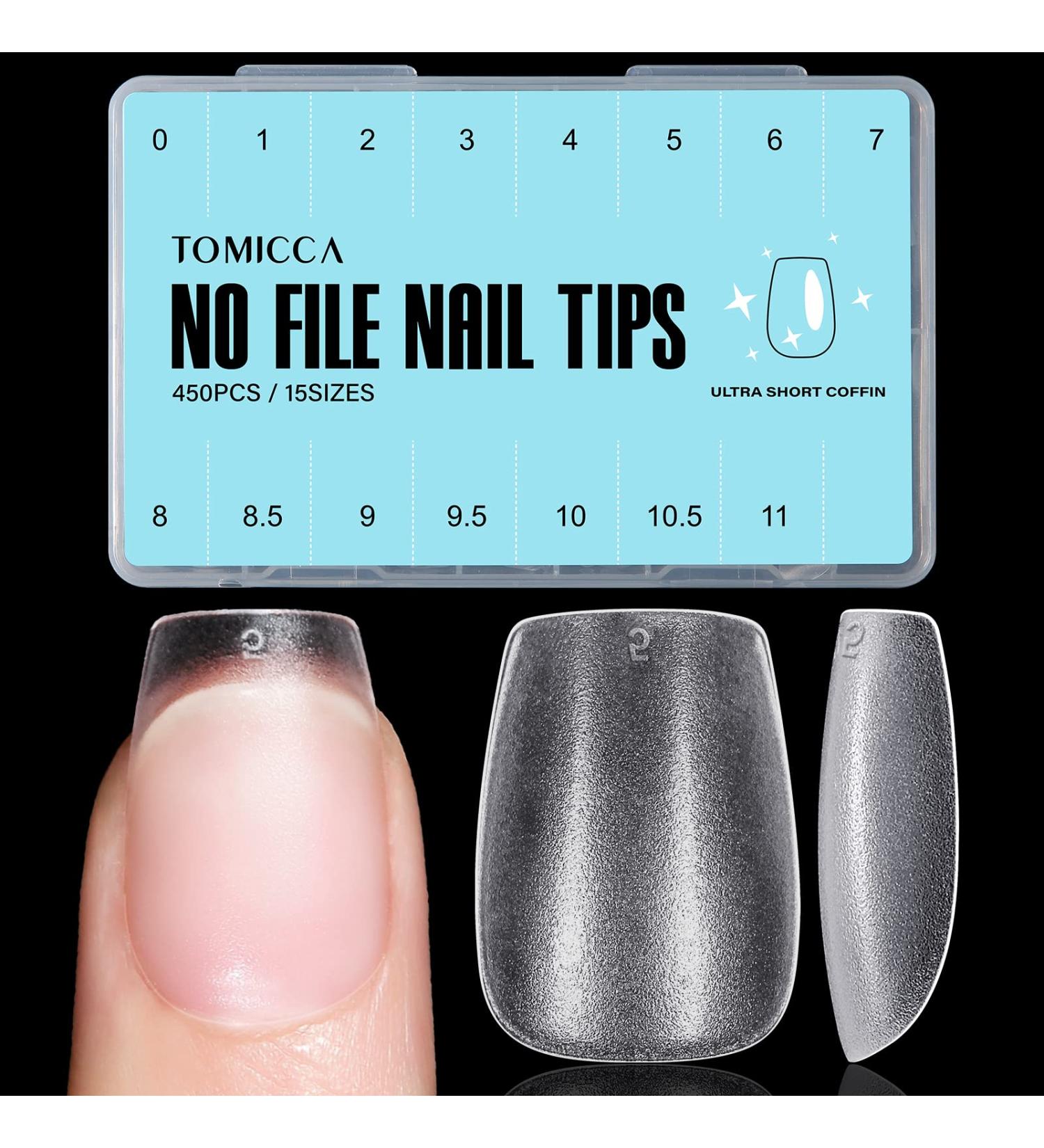 TOMICCA Extra Short Coffin Nail Tips - 450Pcs Soft Gel Tips for Nail Extension | Matte Finish Fake Nails in 15 Sizes with Storage Box - Buy Online on SooperMarket.com