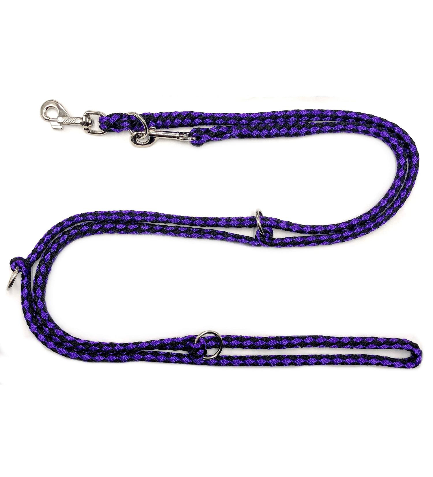 Dogeline Double leash Practice line for medium dogs up to 45 kg over 39 colors very stable (2.40 m black-purple) 2.40 m black purple