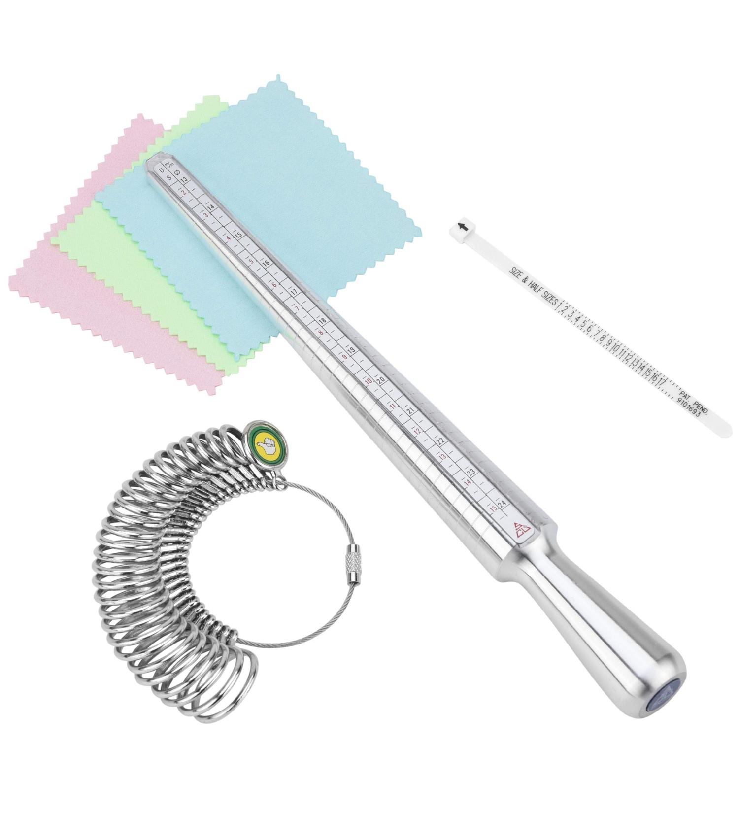 Metal Ring Sizer Tool Set - Ring Gauges with Finger Sizer Mandrel for Jewelry Sizing - Metallic - Buy Online on SooperMarket.com