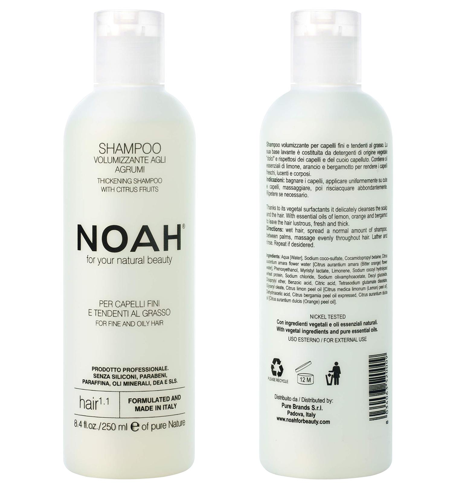 Buy Noah Hair 1.1 Volumizing Shampoo - Organic & Best for Natural Beauty - Essential Oils & Hydrolysed Wheat Protein - 8.5 fl.oz (250 ml) - International Shipping - Buy Online on SooperMarket.com