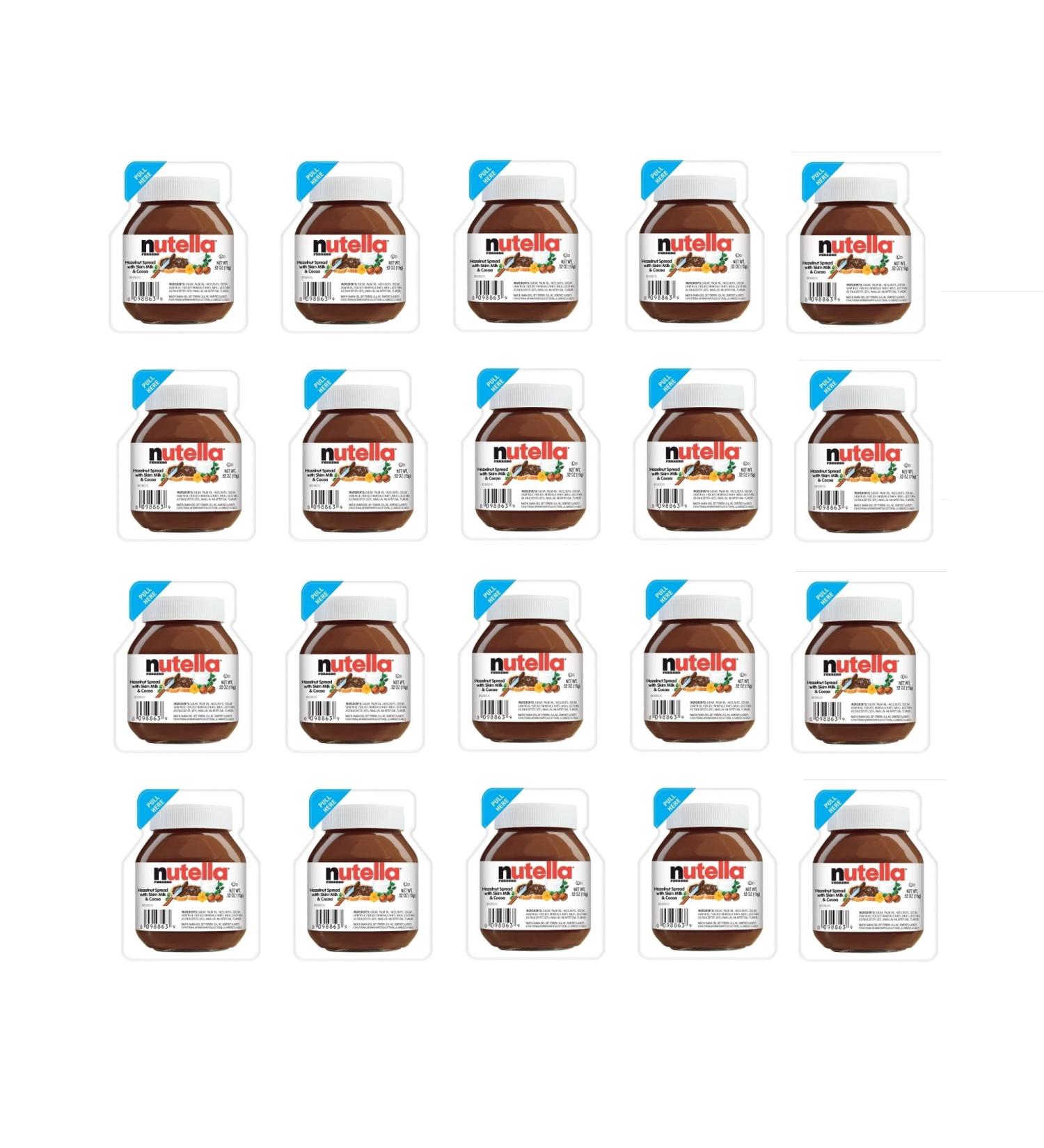 Mini Nutella Cups, 20 Pack of 0.52oz Nutella Mini Cups by Inspired Candy. Single Serve Nutella Spread.