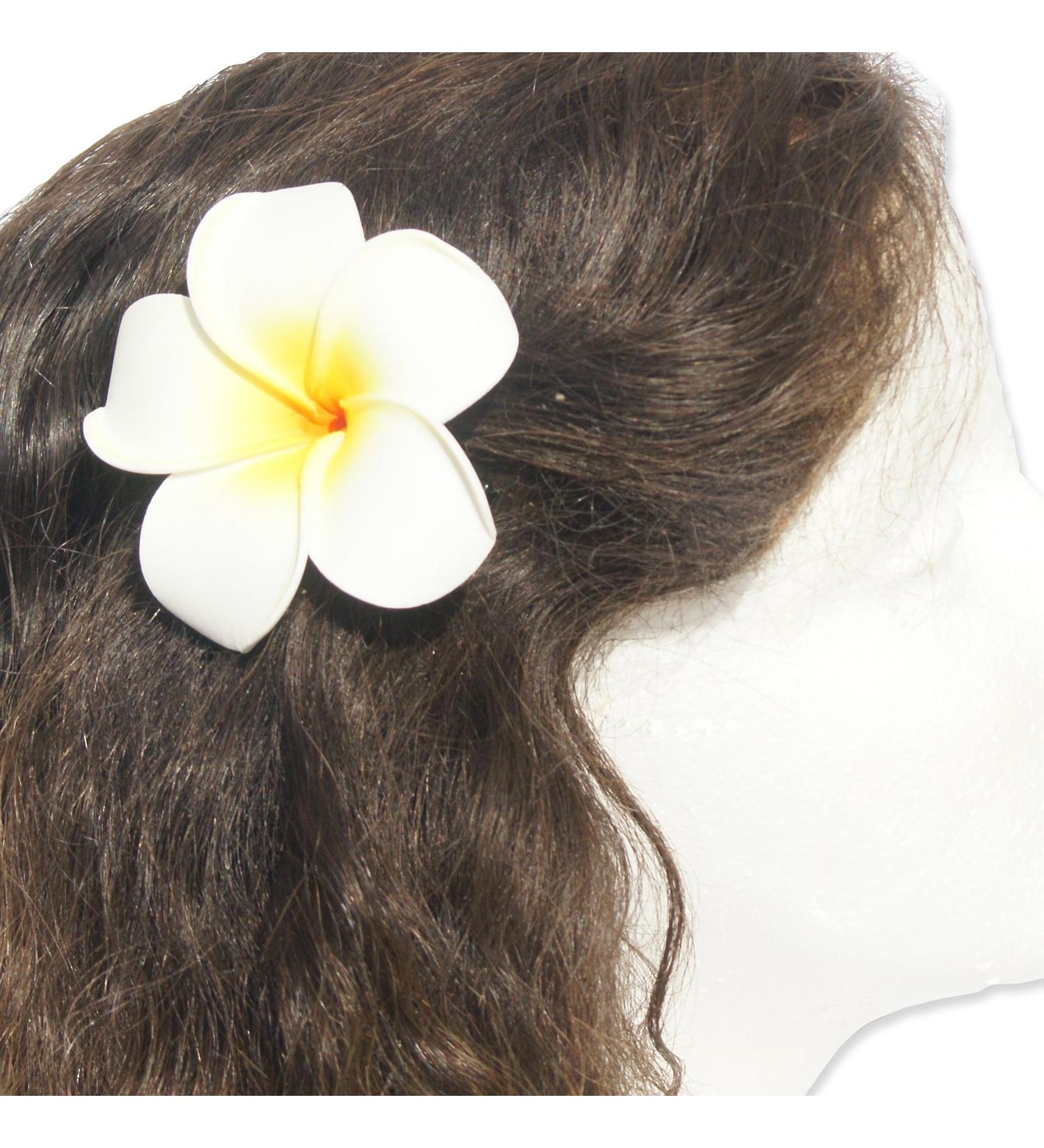 DreamLily Women's Fashion 3 Pcs Hawaiian White Plumeria Flower Foam Hair Clip Set for Beach - White - Buy Online on SooperMarket.com