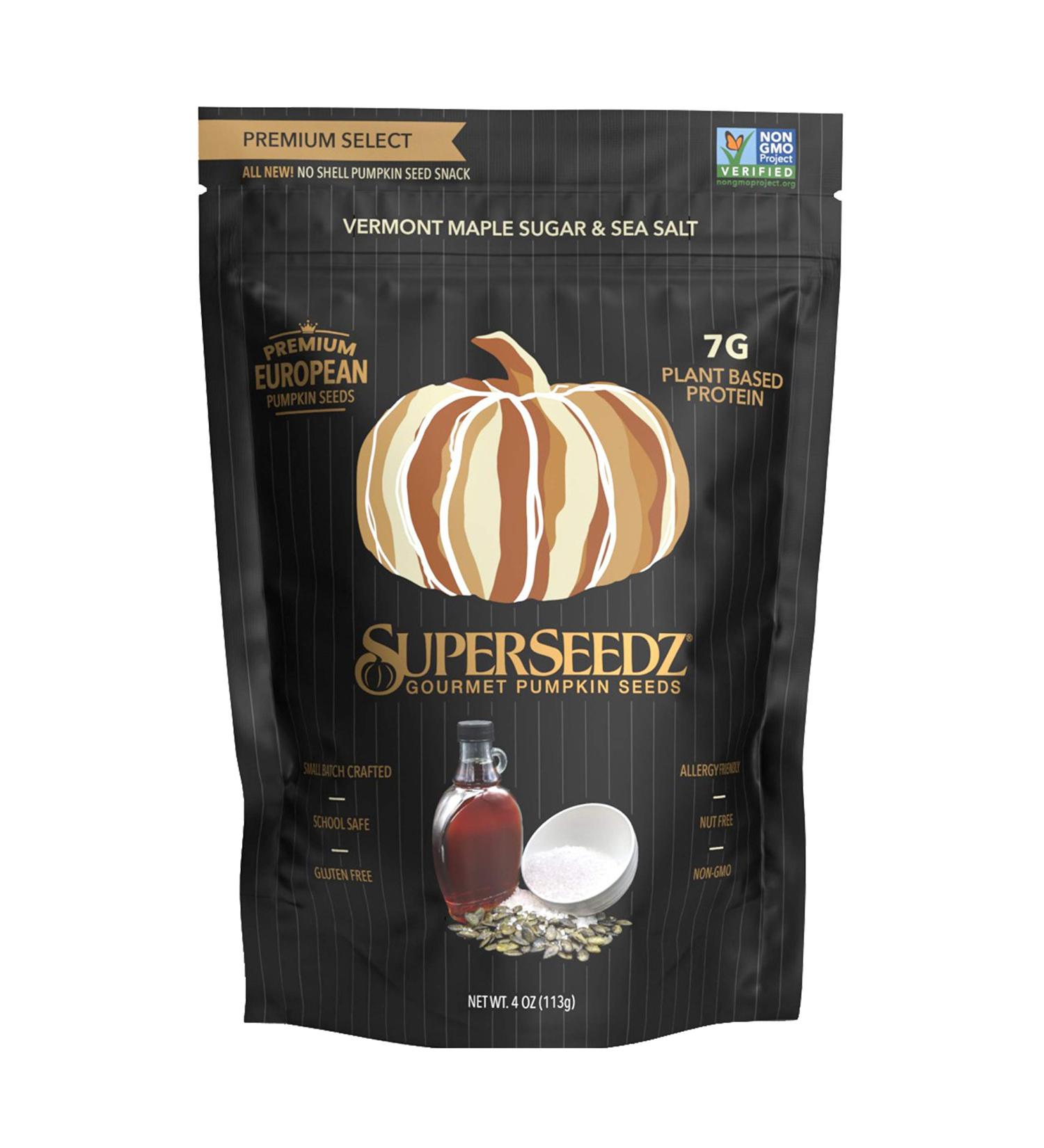 Premium Select Line by SuperSeedz | Pumpkin Seeds with Vermont Maple Sugar & Sea Salt | Vegan, Keto, Whole 30 | 8g Plant Based Protein | Nut & Gluten Free Snack | Made in USA | 4oz (Pack of 6) - Buy Online on SooperMarket.com