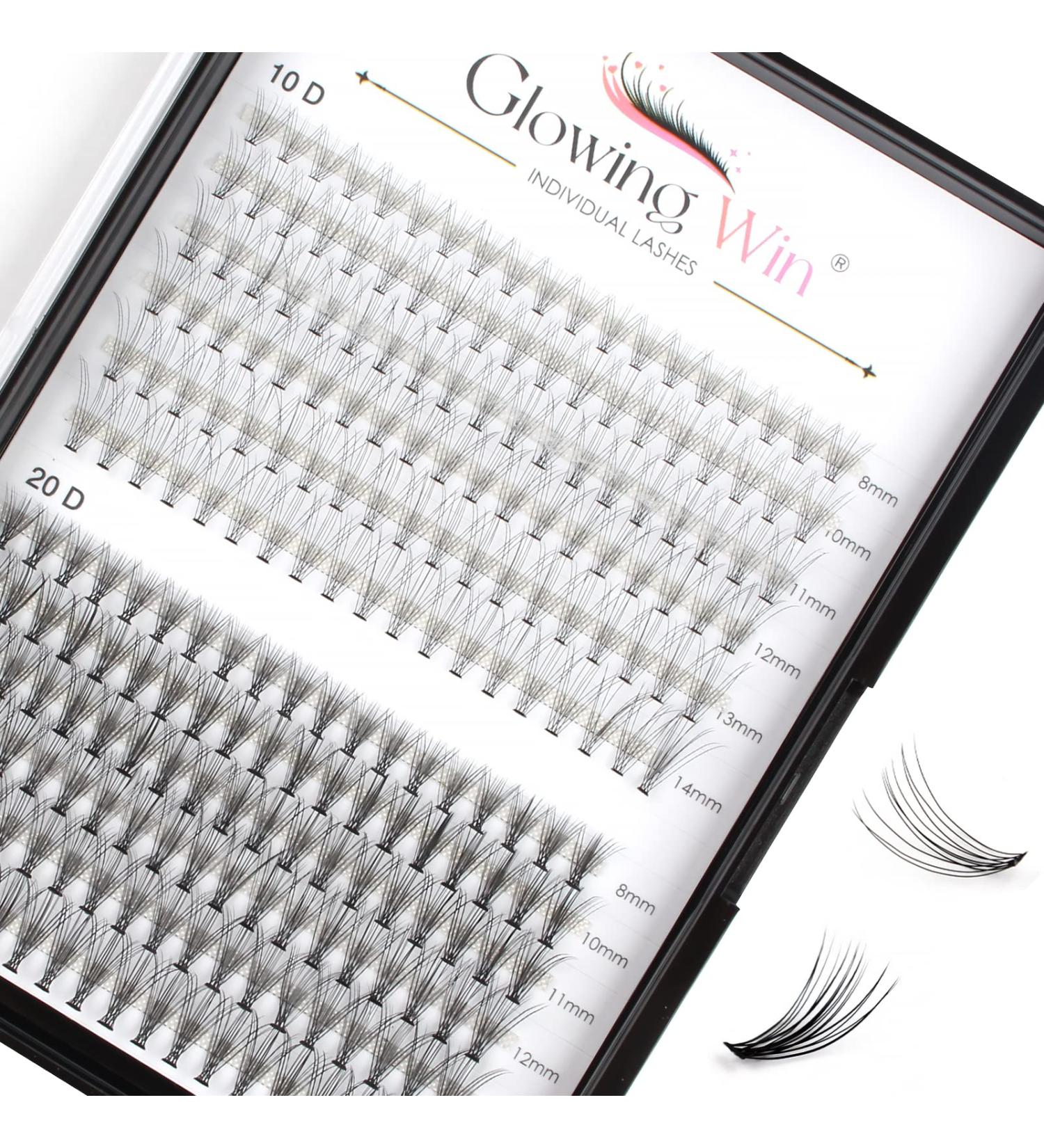 Glowing Win Individual False Eyelashes - Cluster Lashes 228 PCs DIY Extensions (0.07C 10D+20D Mix 8-14mm) | Premium Artificial Eyelash Extensions - Buy Online on SooperMarket.com